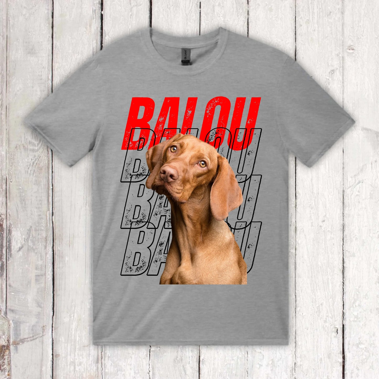 Hundename Wiederholung mit Bild- individuelles Foto T-Shirt