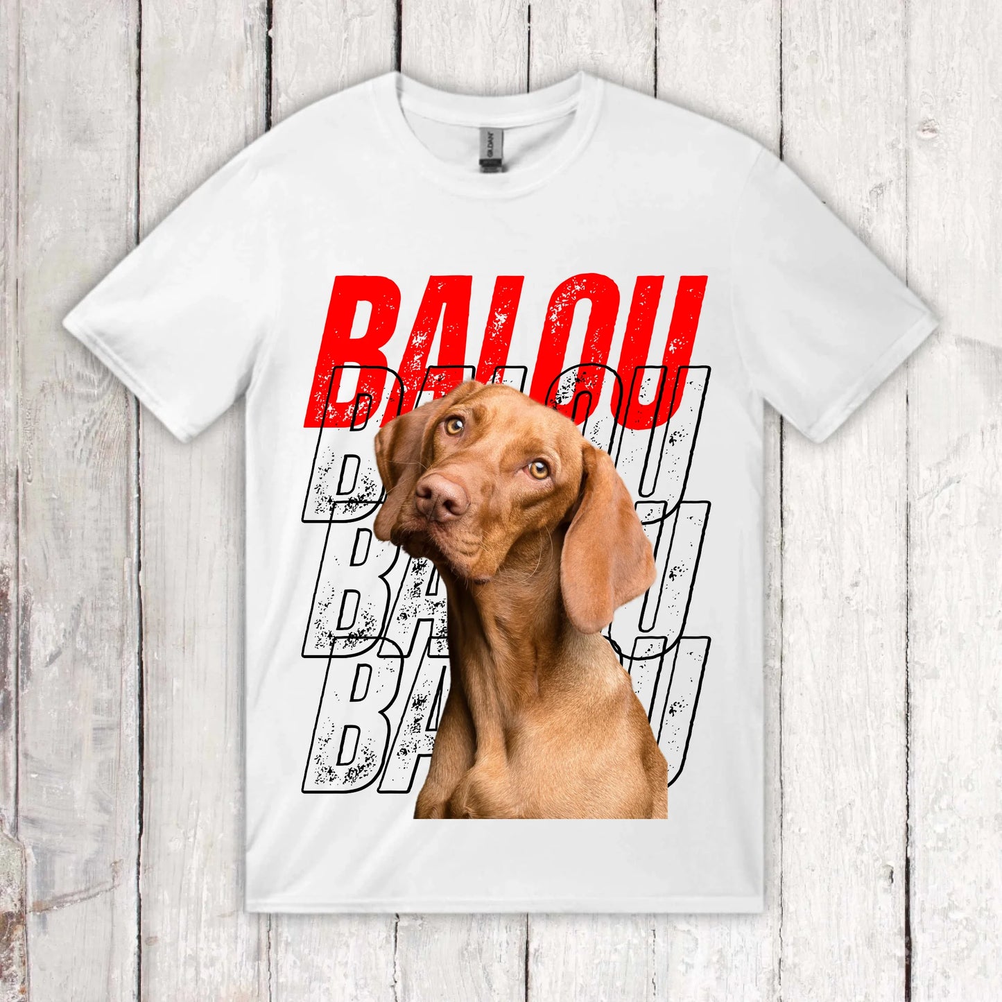 Hundename Wiederholung mit Bild- individuelles Foto T-Shirt