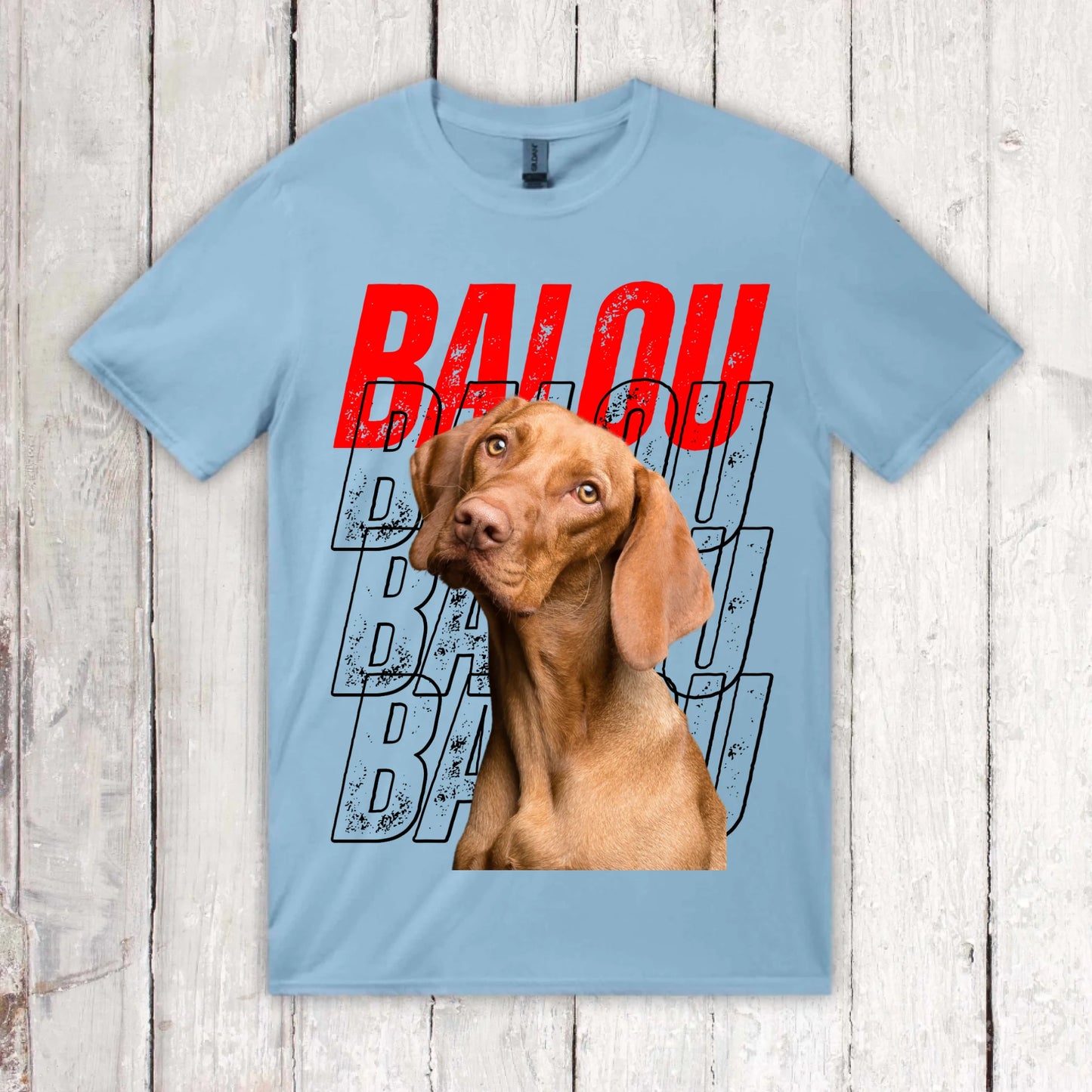 Hundename Wiederholung mit Bild- individuelles Foto T-Shirt