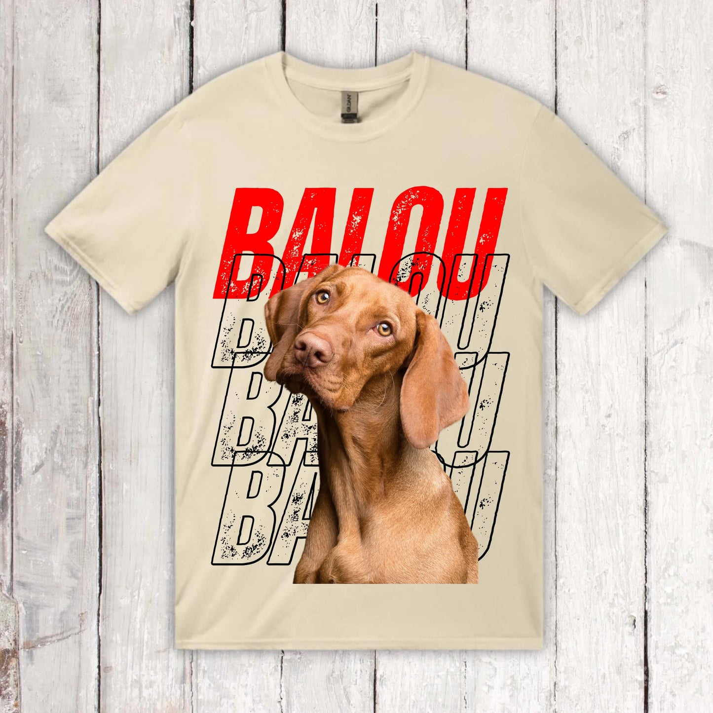 Hundename Wiederholung mit Bild- individuelles Foto T-Shirt