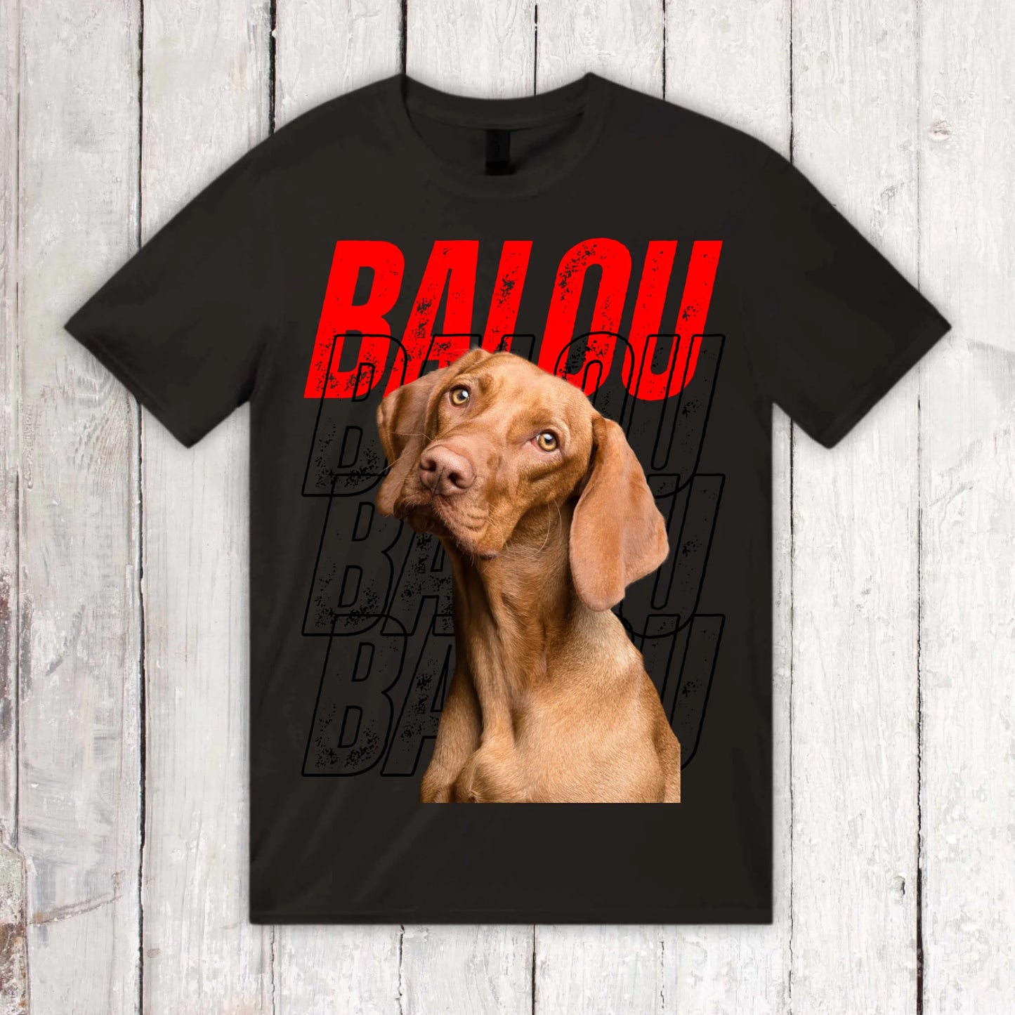 Hundename Wiederholung mit Bild- individuelles Foto T-Shirt