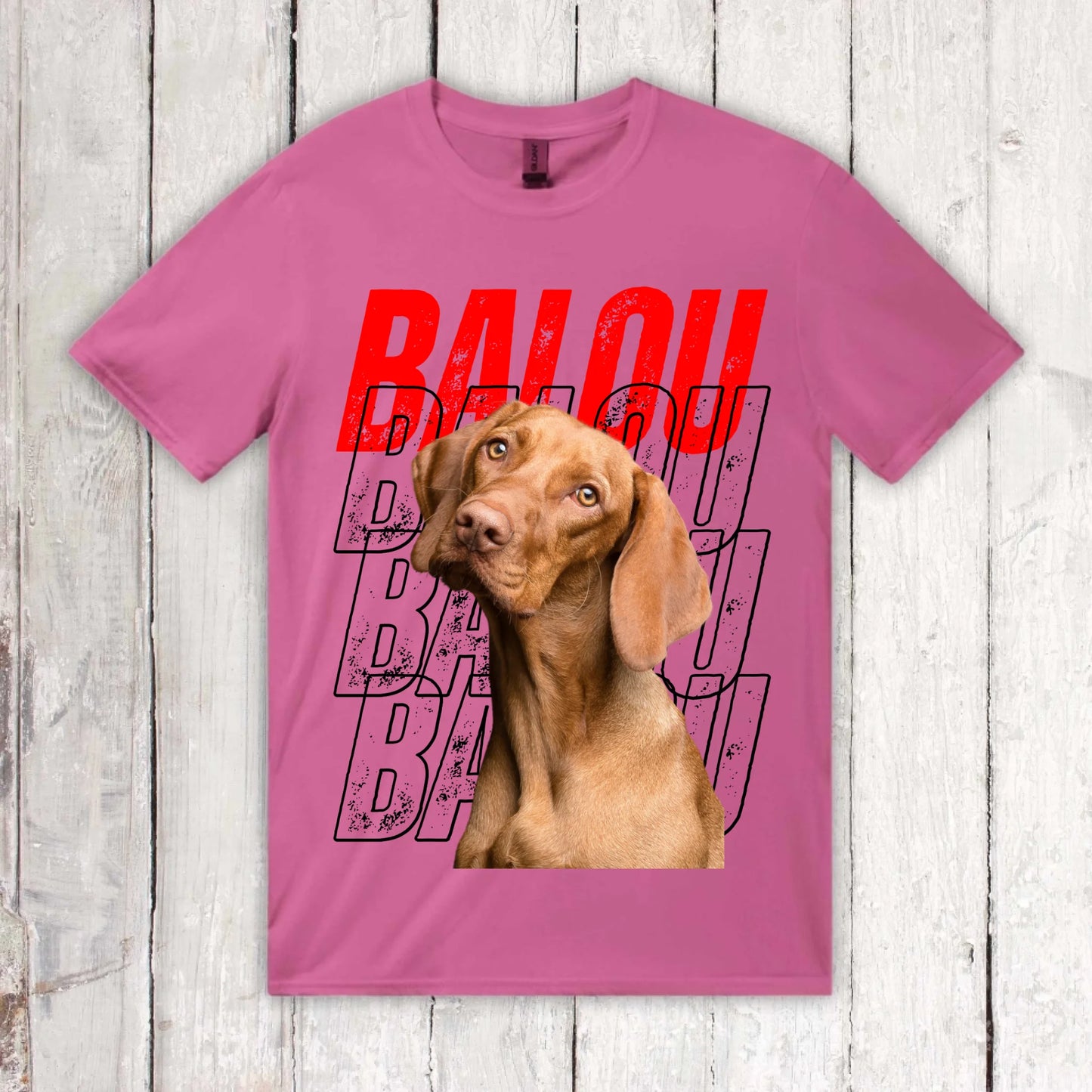 Hundename Wiederholung mit Bild- individuelles Foto T-Shirt