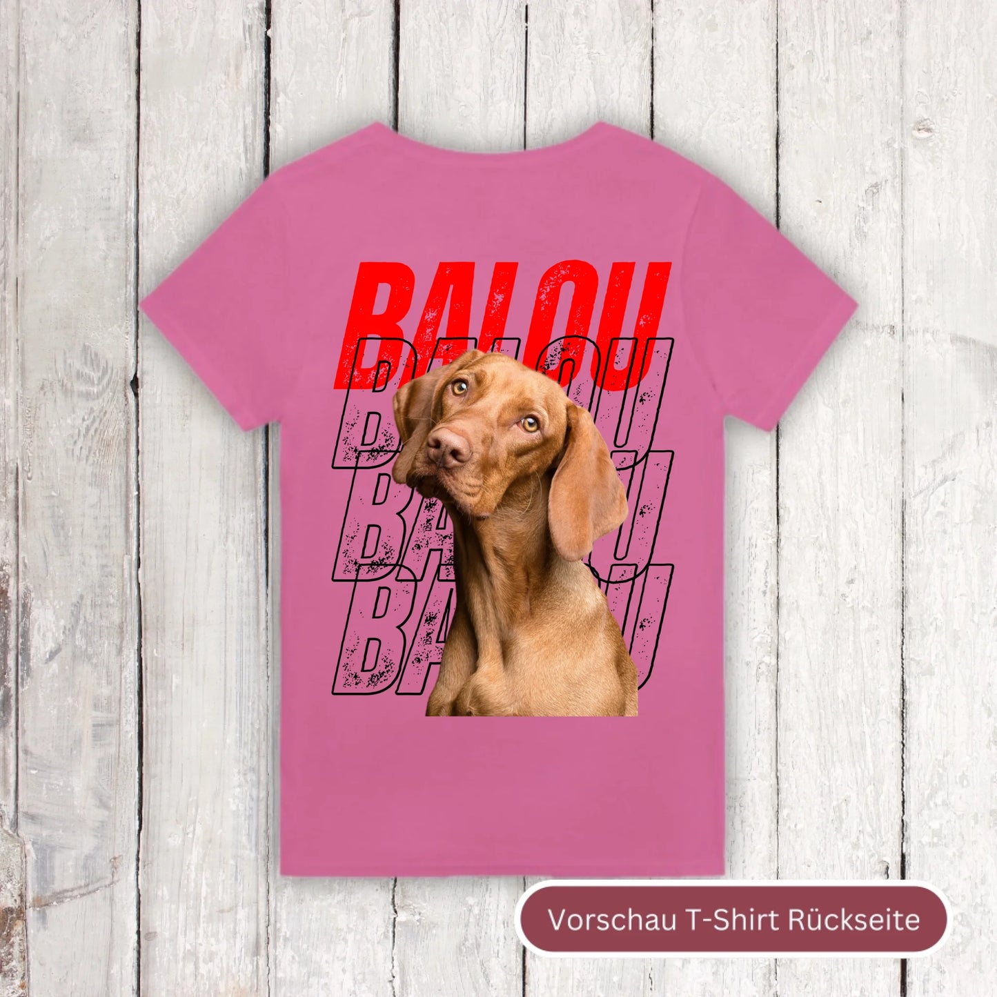 Hundename Wiederholung mit Bild- individuelles Foto T-Shirt