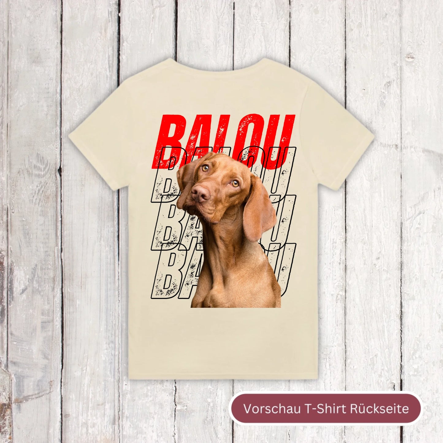 Hundename Wiederholung mit Bild- individuelles Foto T-Shirt