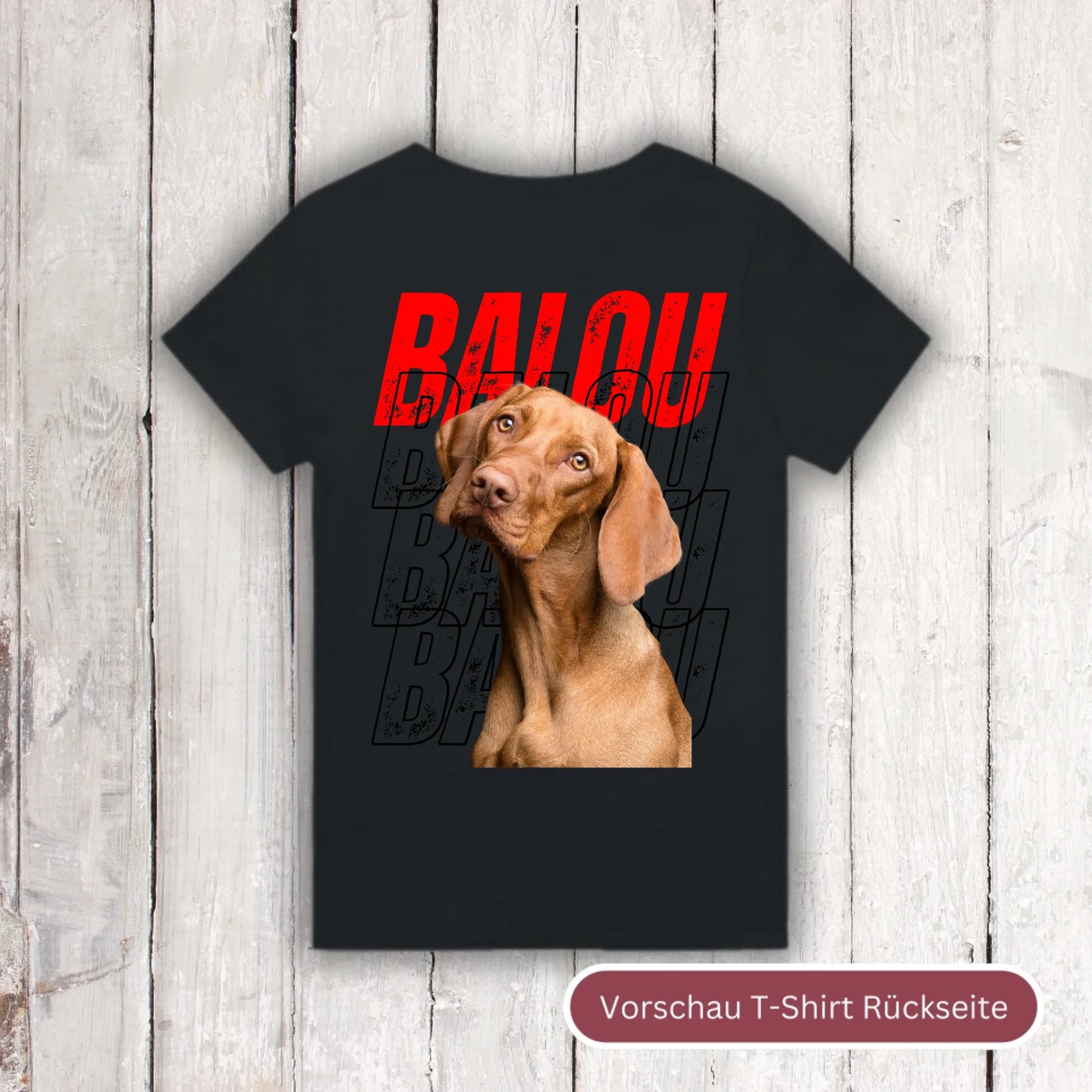 Hundename Wiederholung mit Bild- individuelles Foto T-Shirt