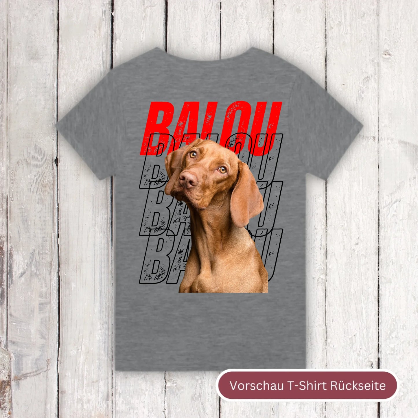 Hundename Wiederholung mit Bild- individuelles Foto T-Shirt