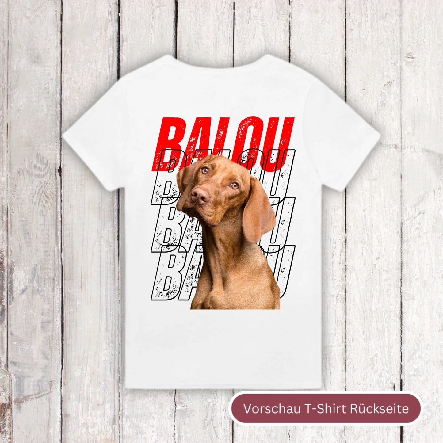 Hundename Wiederholung mit Bild- individuelles Foto T-Shirt