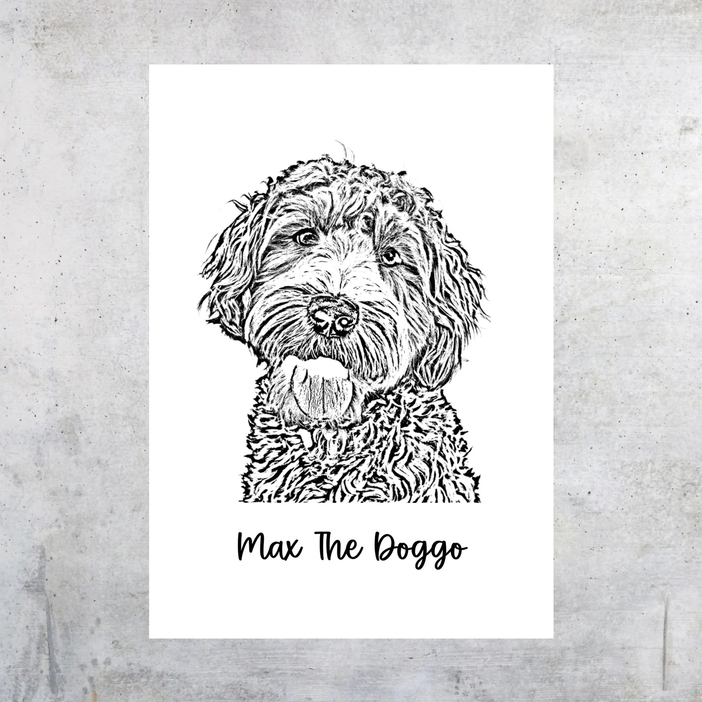 A hand-drawn outline image of your pet - personalized canvas