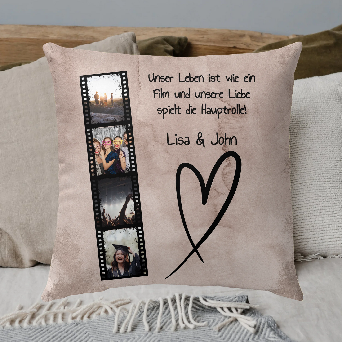 Lovestory, Leben, Liebe, Film - Individuelles Kissen