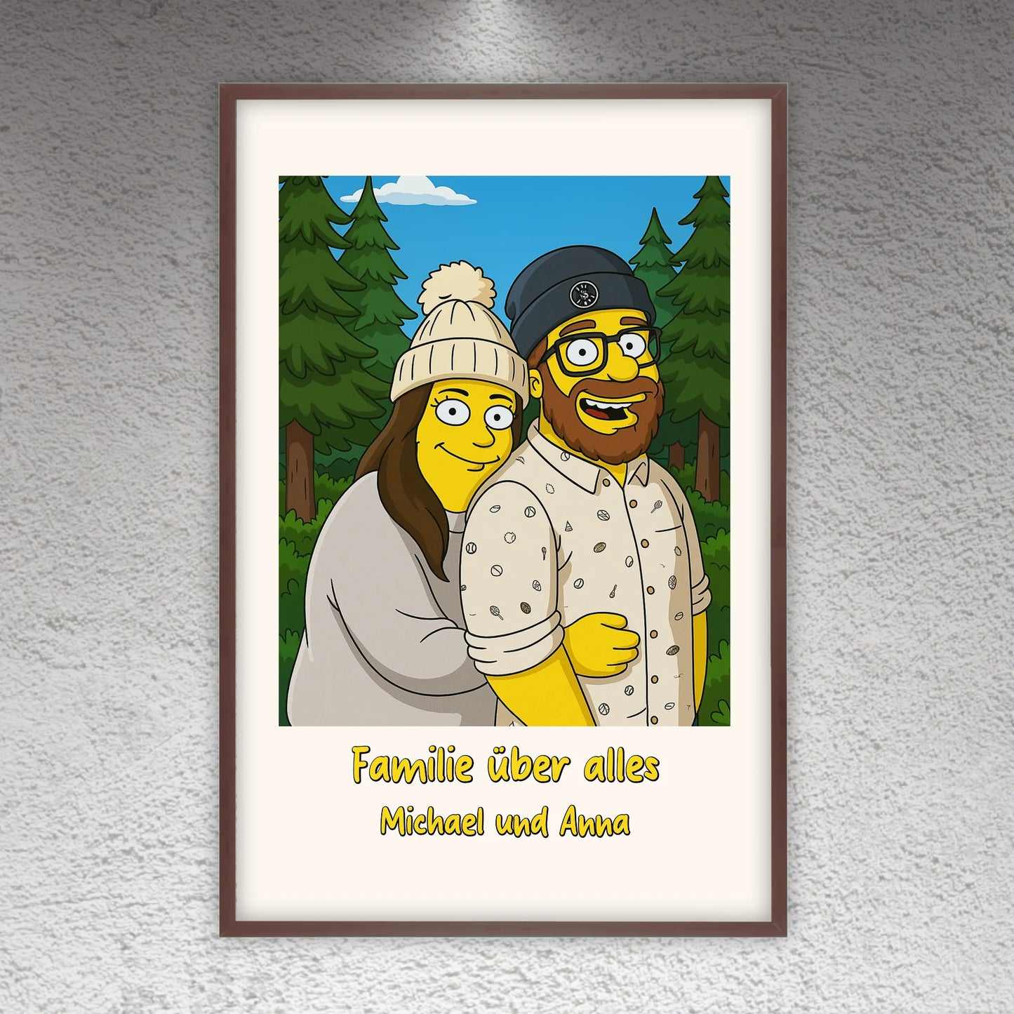 Comic-Portrait in ikonischem gelben Look, TV Look - individuelles Poster mit Galerierahmen