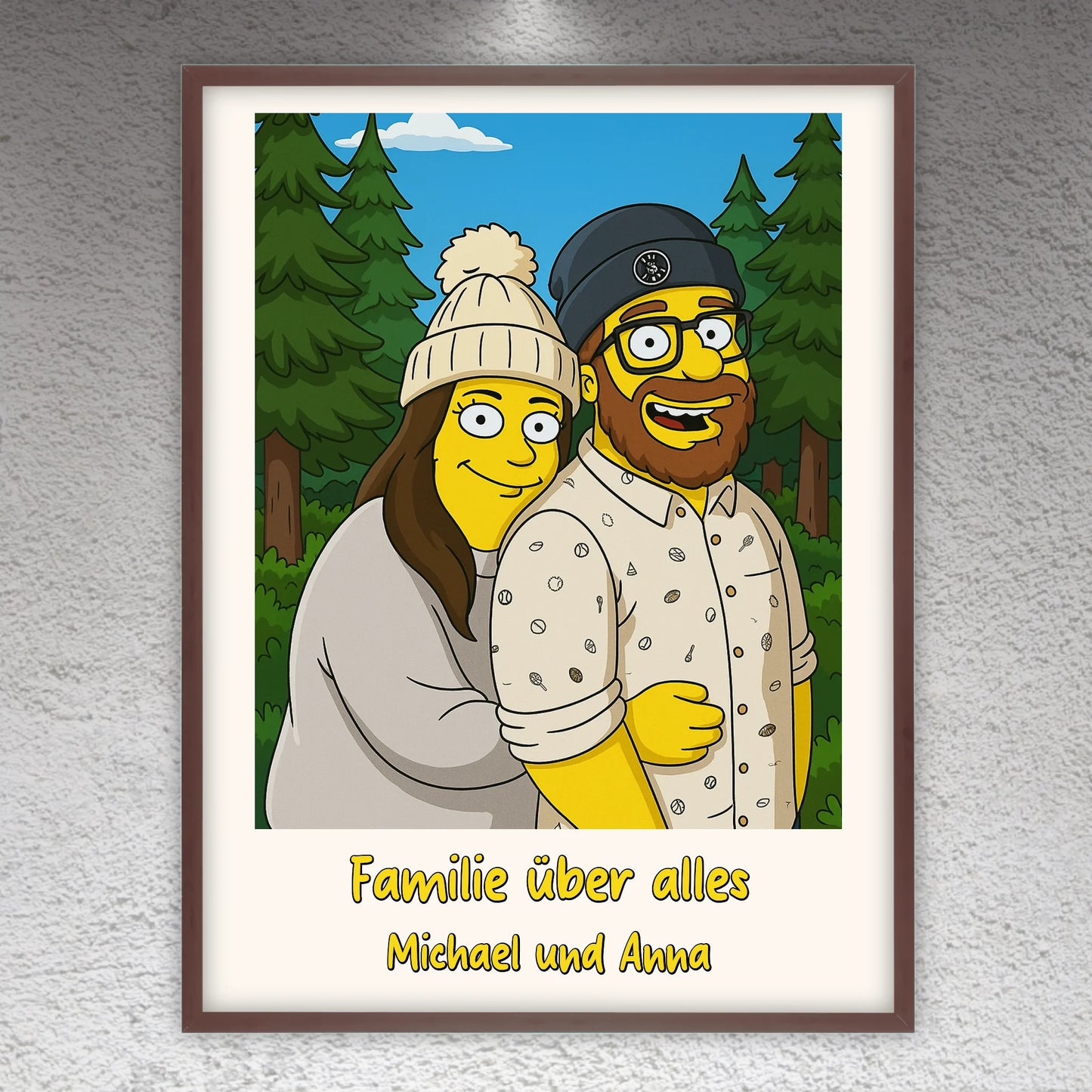 Comic-Portrait in ikonischem gelben Look, TV Look - individuelles Poster mit Galerierahmen