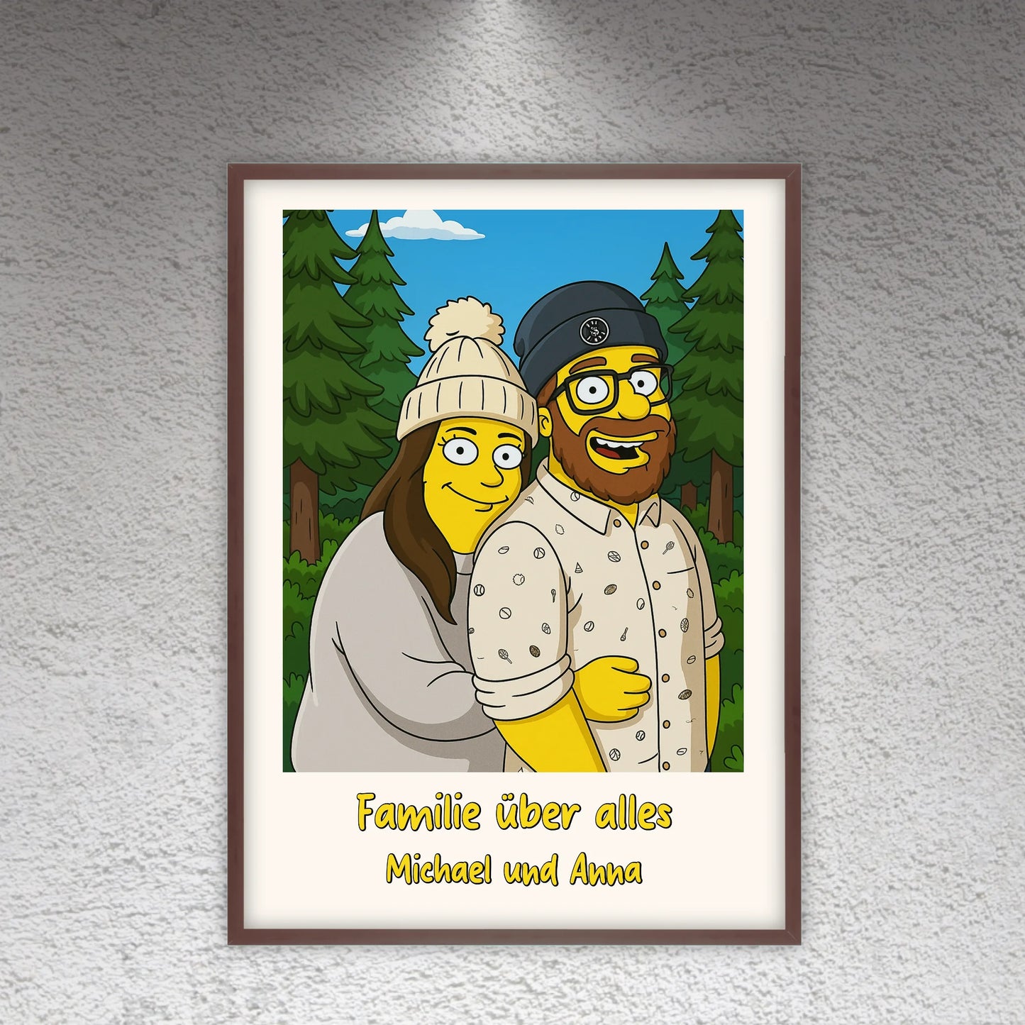 Comic-Portrait in ikonischem gelben Look, TV Look - individuelles Poster mit Galerierahmen