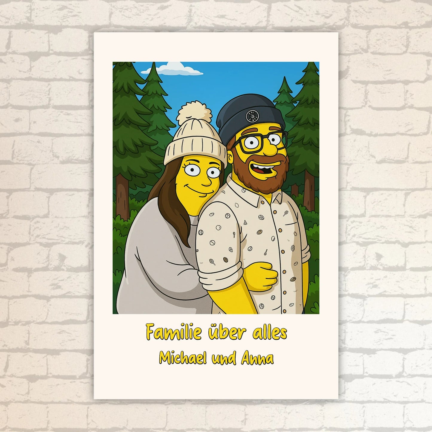 Comic-Portrait in ikonischem gelben Look, TV Look - individuelles Poster mit Galerierahmen