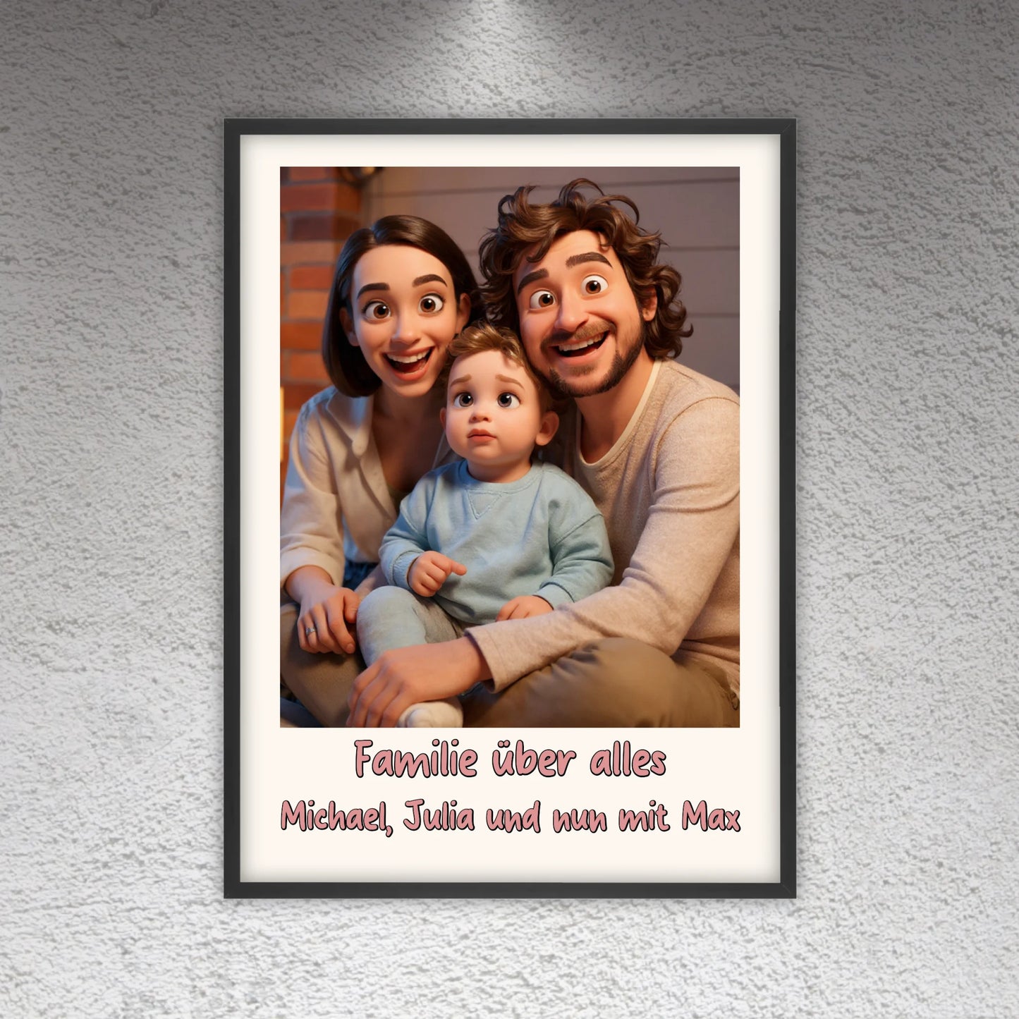 3D Cartoon Portrait – erstellt aus deinem Foto - individuelles Poster mit Galerierahmen