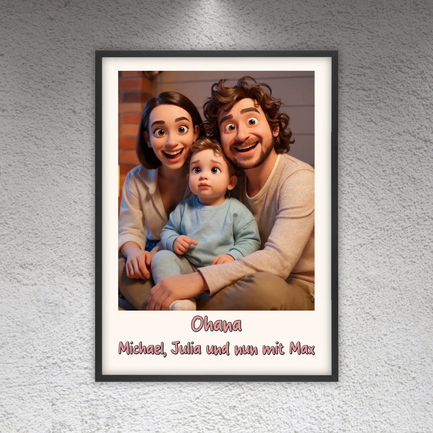 Familien Foto in Cartoon und Zeichentrick - individuelles Leinwand
