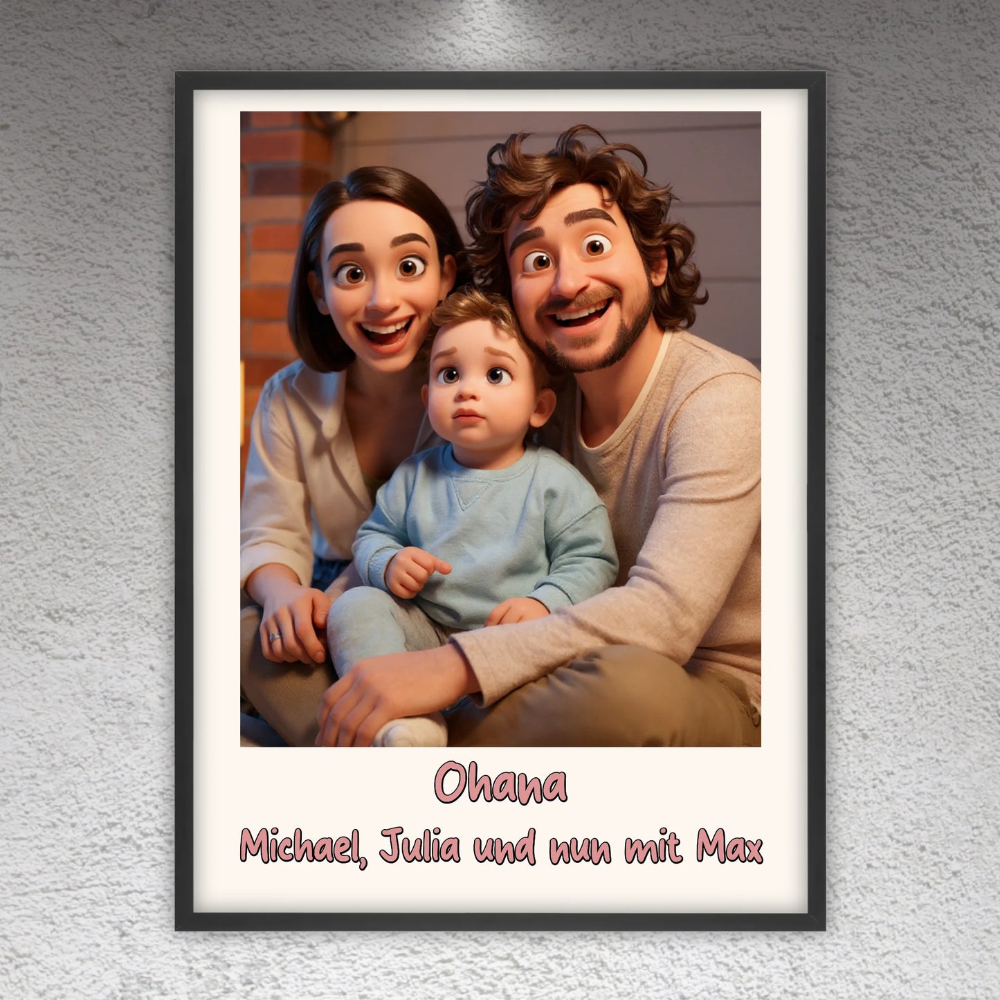 Familien Foto in Cartoon und Zeichentrick - individuelles Leinwand