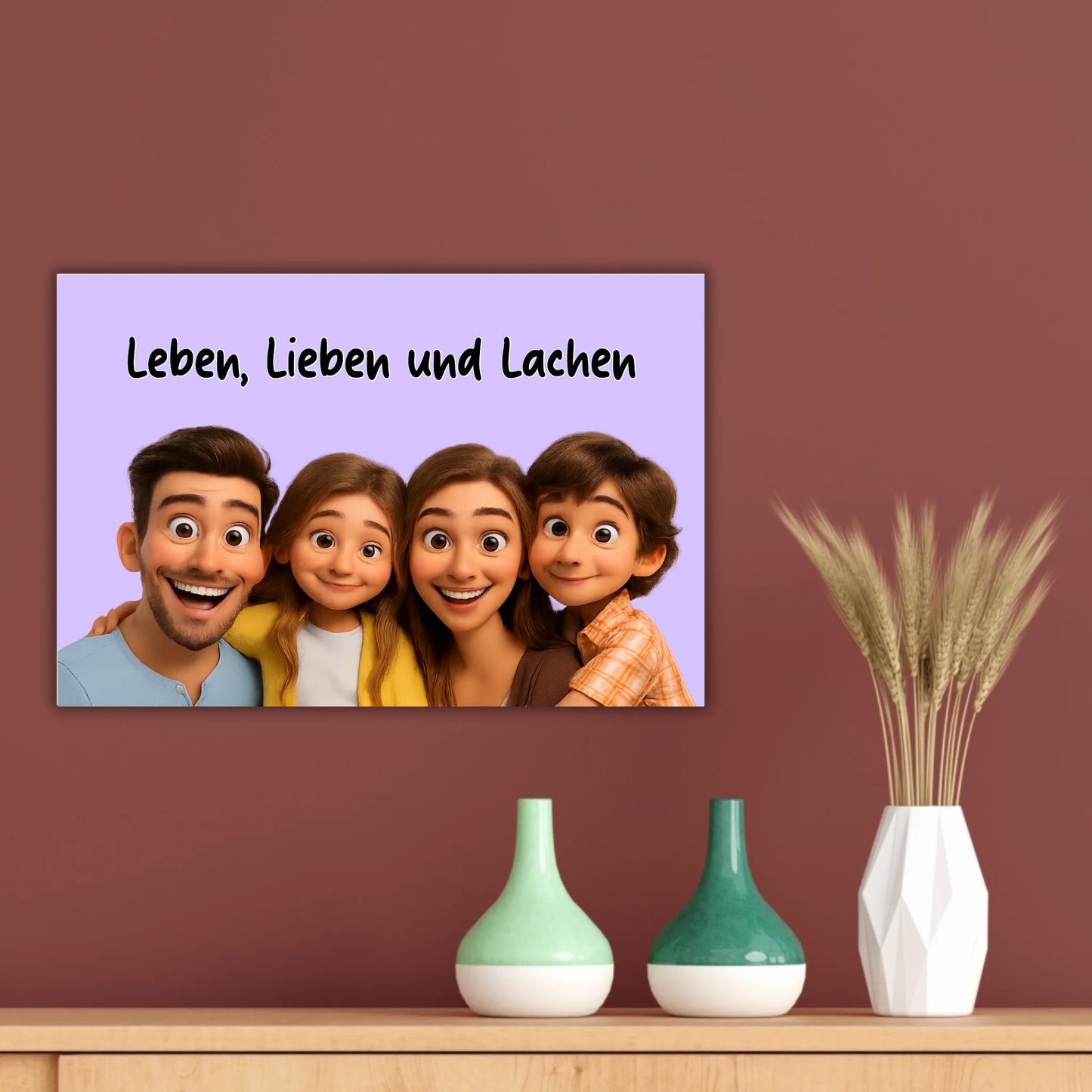 Familien Foto in Cartoon und Zeichentrick - individuelles Leinwand