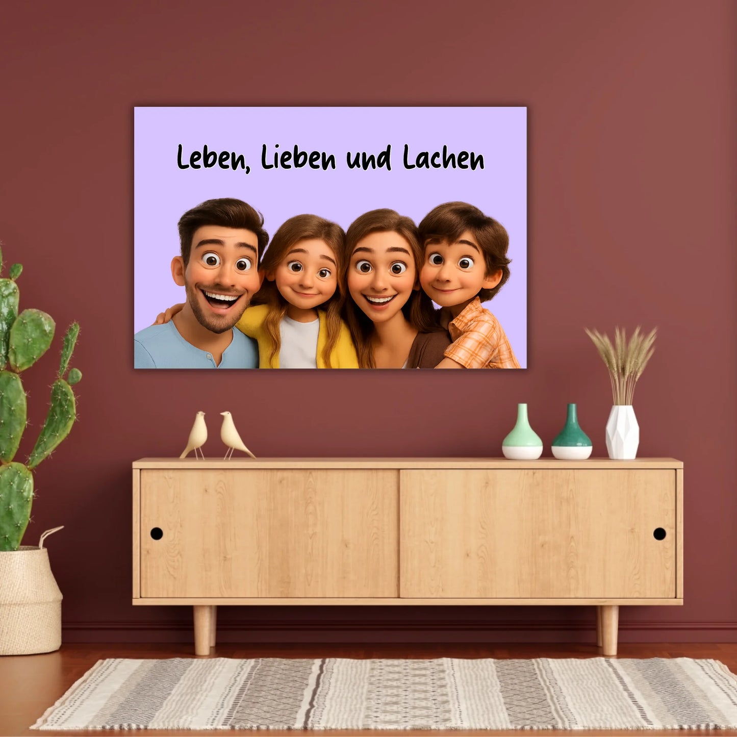 Familien Foto in Cartoon und Zeichentrick - individuelles Leinwand