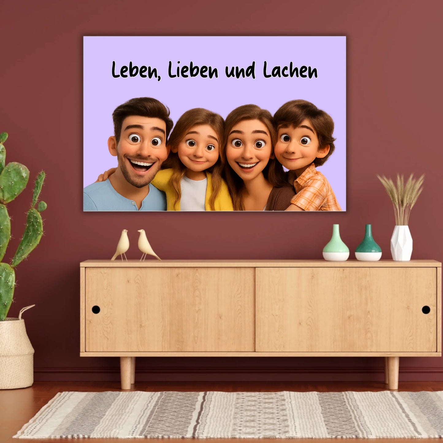 Familien Foto in Cartoon und Zeichentrick - individuelles Leinwand