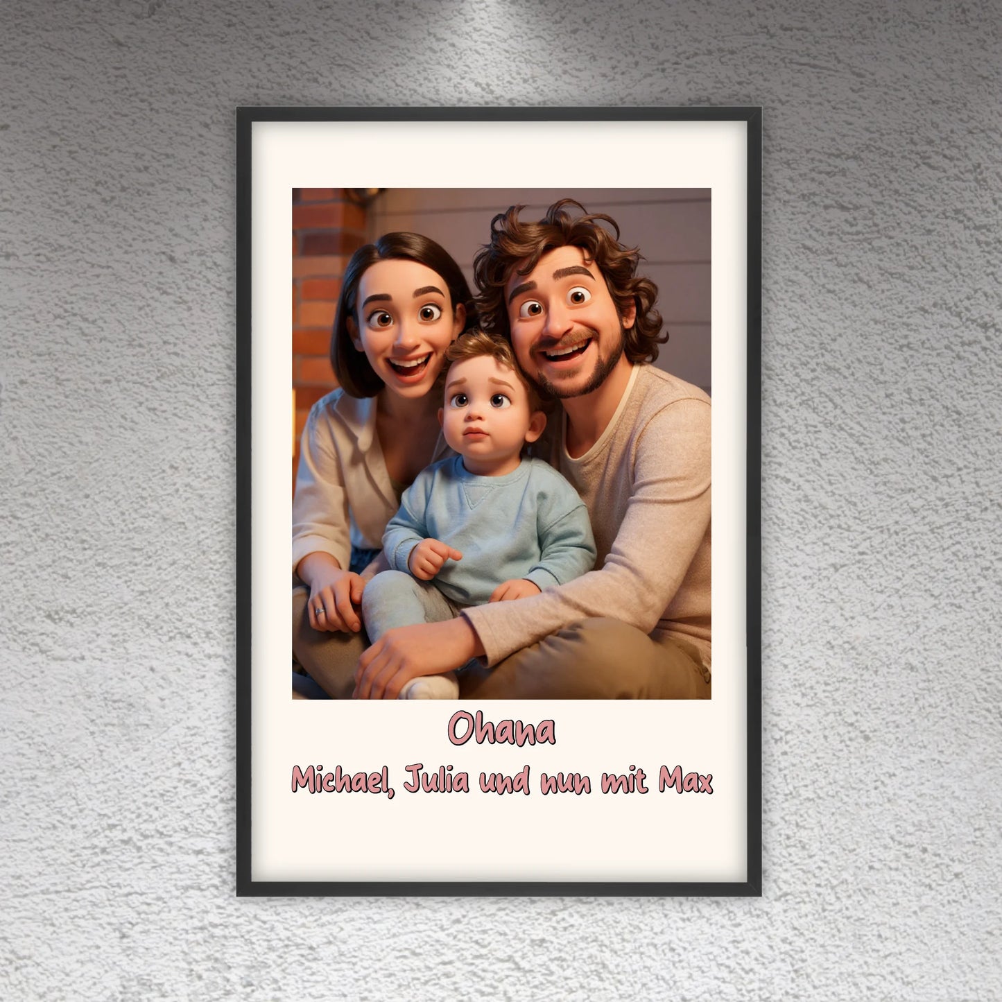 Familien Foto in Cartoon und Zeichentrick - individuelles Leinwand
