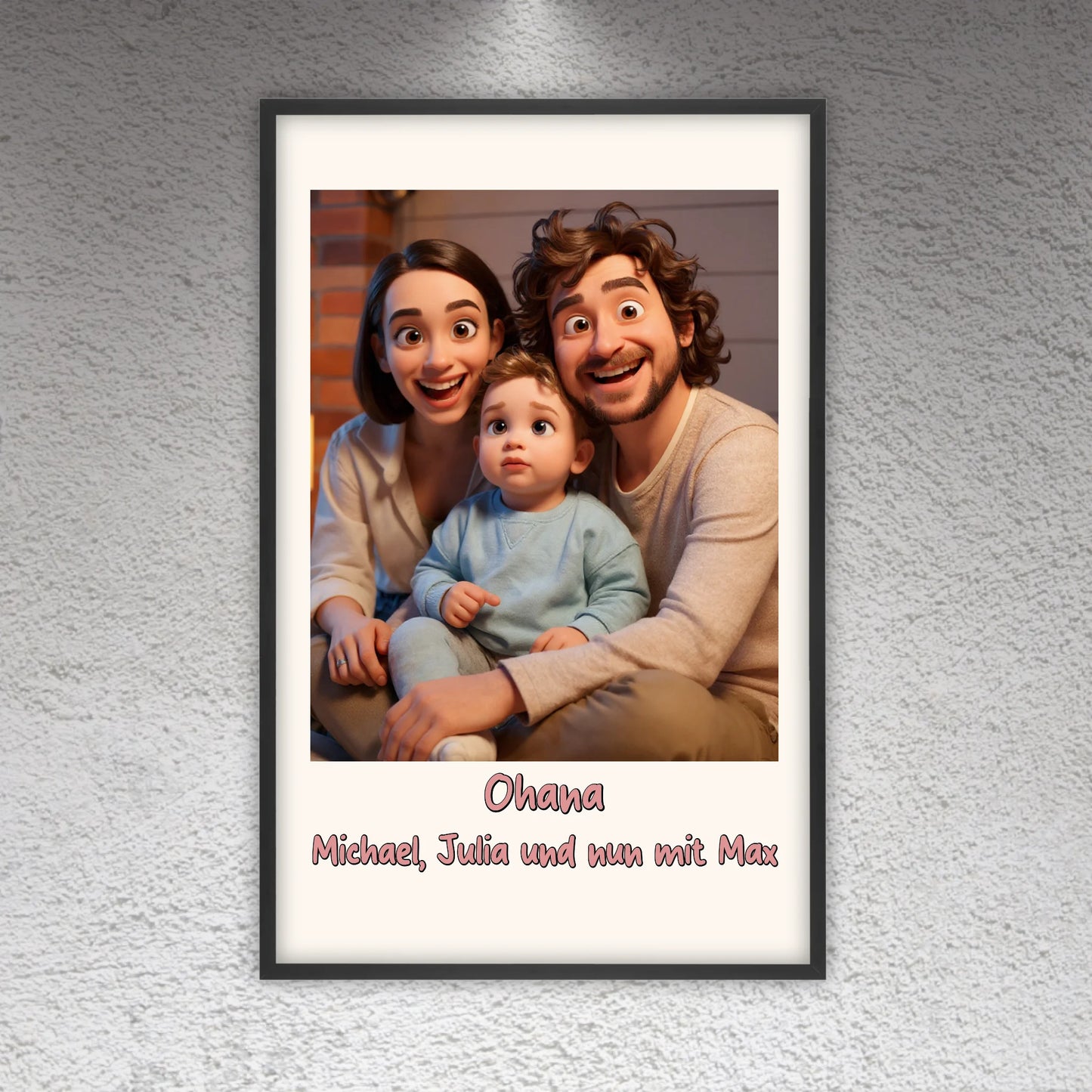 Familien Foto in Cartoon und Zeichentrick - individuelles Leinwand