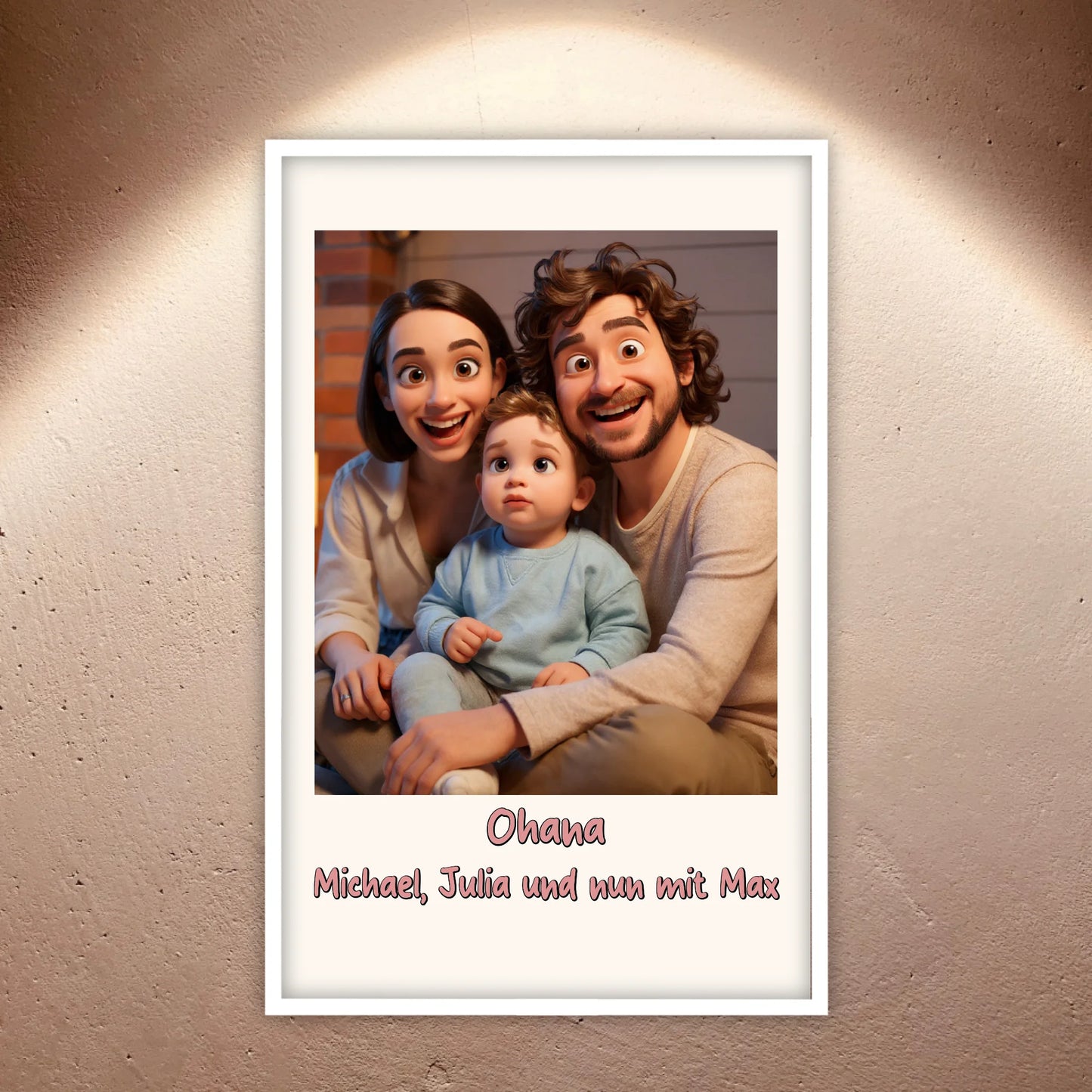Familien Foto in Cartoon und Zeichentrick - individuelles Leinwand