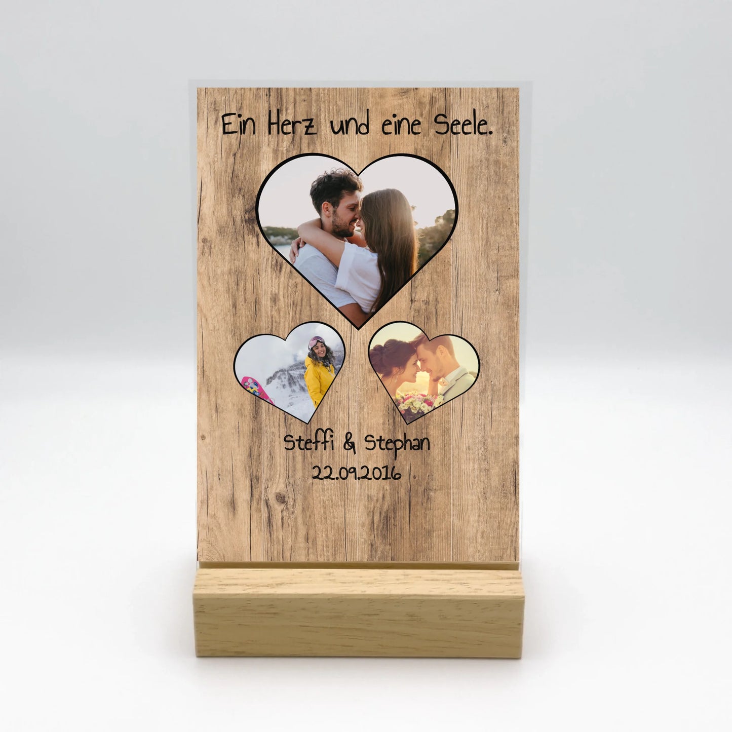 Euer Liebeslicht mit Foto im Cartoon Zeichentrick Design - Individuelles Acryl Glas mit Ständer