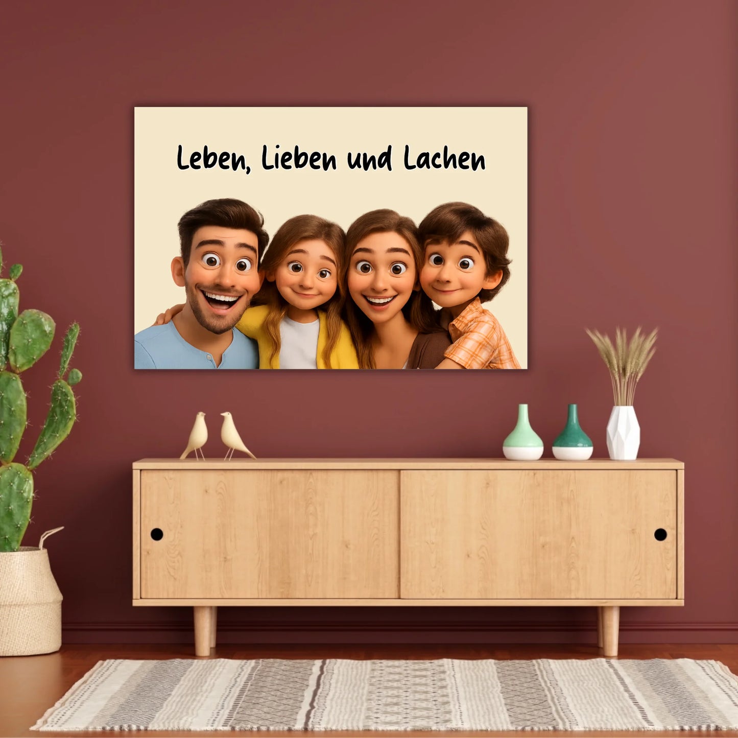 Familien Foto in Cartoon und Zeichentrick - individuelles Leinwand