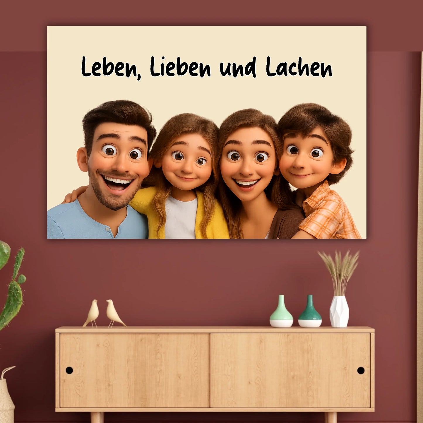 Familien Foto in Cartoon und Zeichentrick - individuelles Leinwand