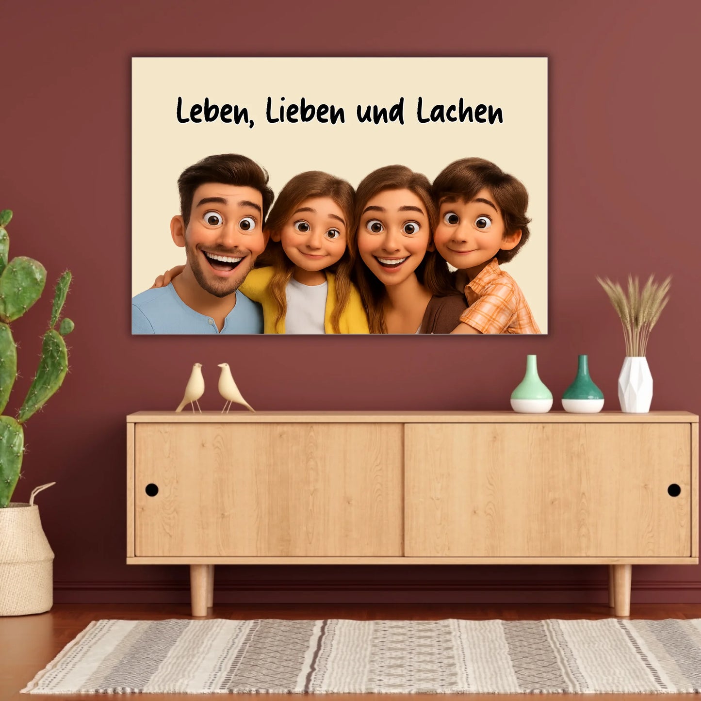 Familien Foto in Cartoon und Zeichentrick - individuelles Leinwand