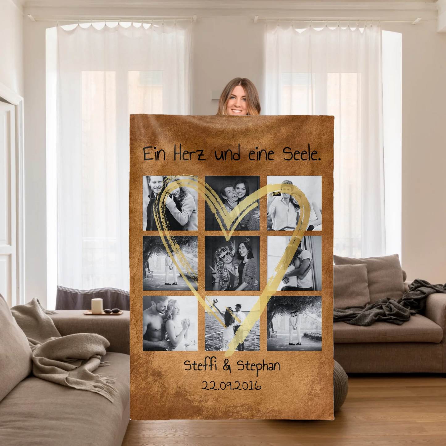 Fotoherz mit euren Fotos - Premium Kuscheldecke