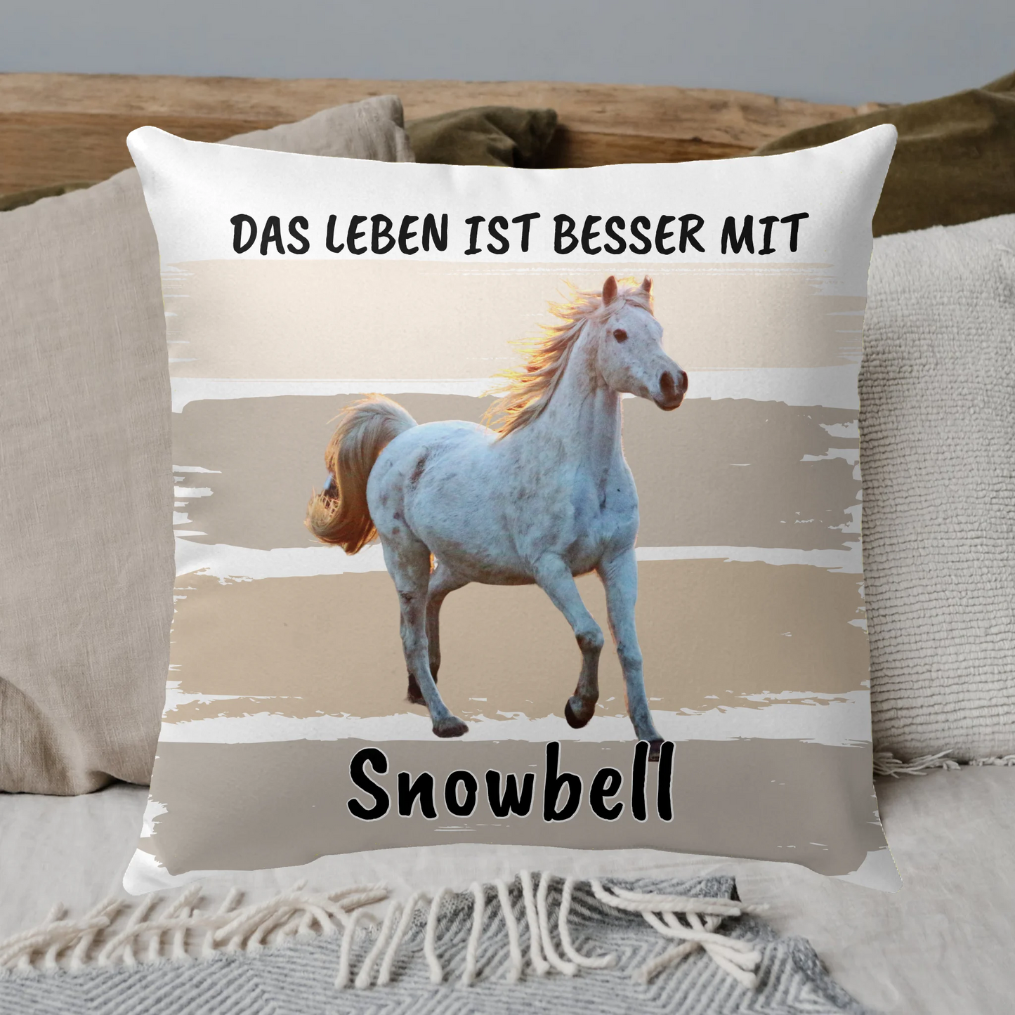 Das Leben ist besser mit meinem Pferd - individuelles Pferde-Fotokissen