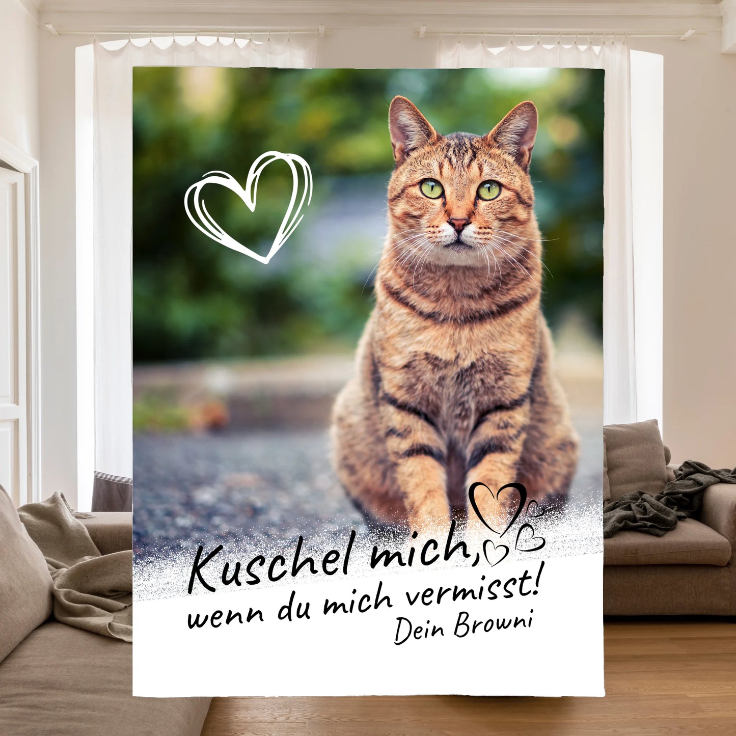 Katzenkissen "Wenn Du mich vermisst" - individuelles Premium Fotokissen