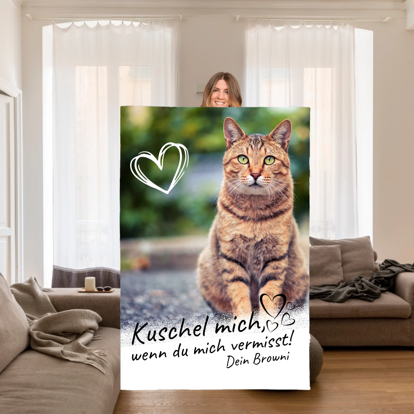 Katzenkissen "Wenn Du mich vermisst" - individuelles Premium Fotokissen