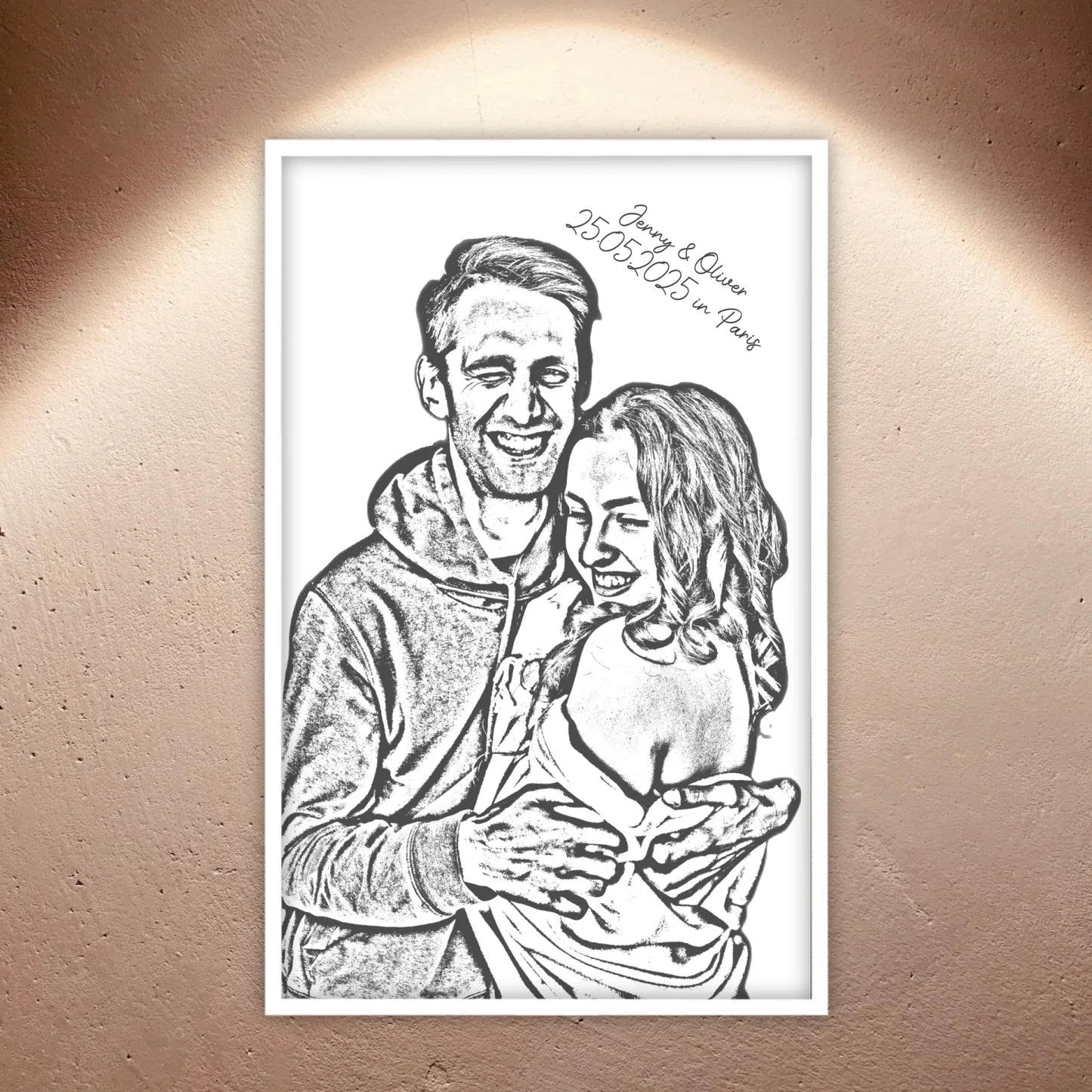 Dein Foto als Silhouette-Porträt - individuelles Poster mit Rahmen