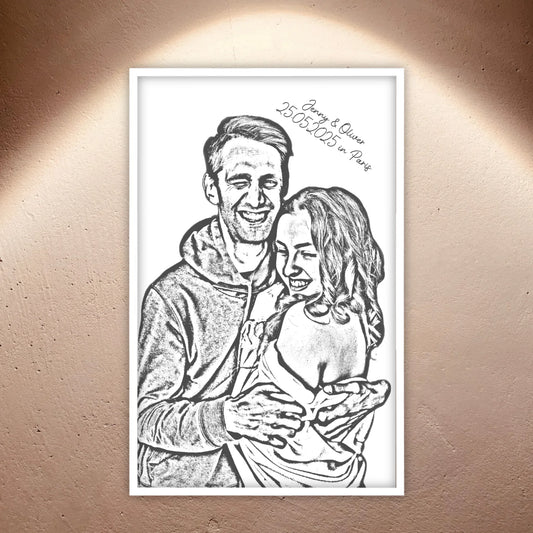 Dein Foto als Silhouette-Porträt - individuelles Poster mit Rahmen