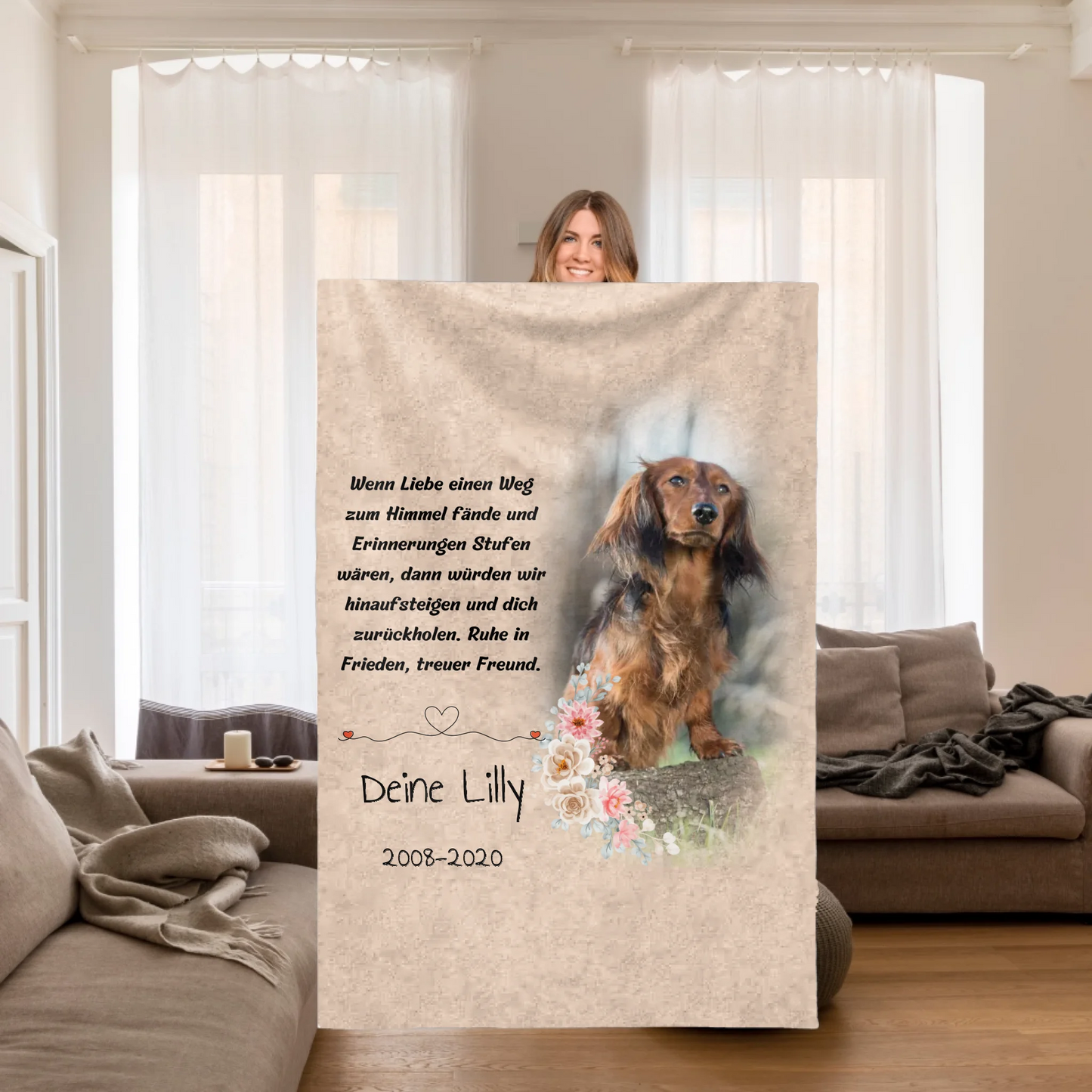 Trauerspruch Decke als Andenken an deine Fellnase - Individuelle Decke