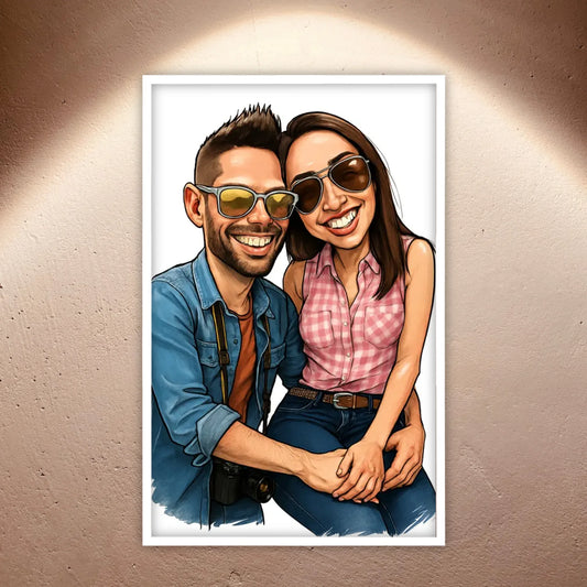 Dein Foto als Karikatur - individuelles Poster mit Rahmen