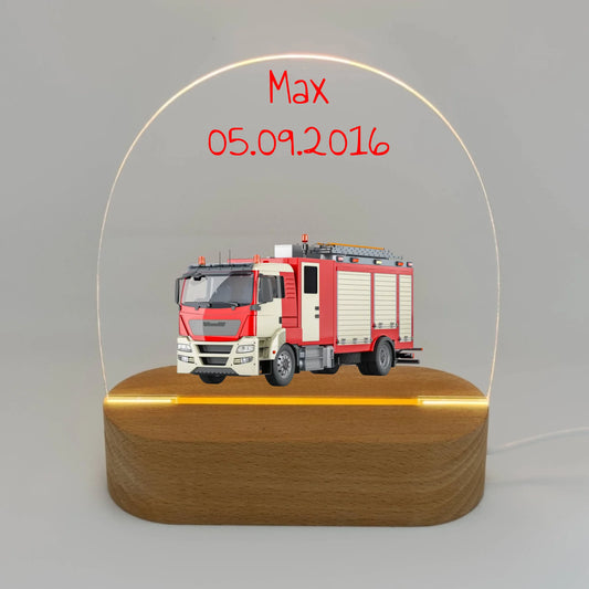 Feuerwehr Nachtlicht mit eigenem Namen - Individuelles LED Nachtlicht