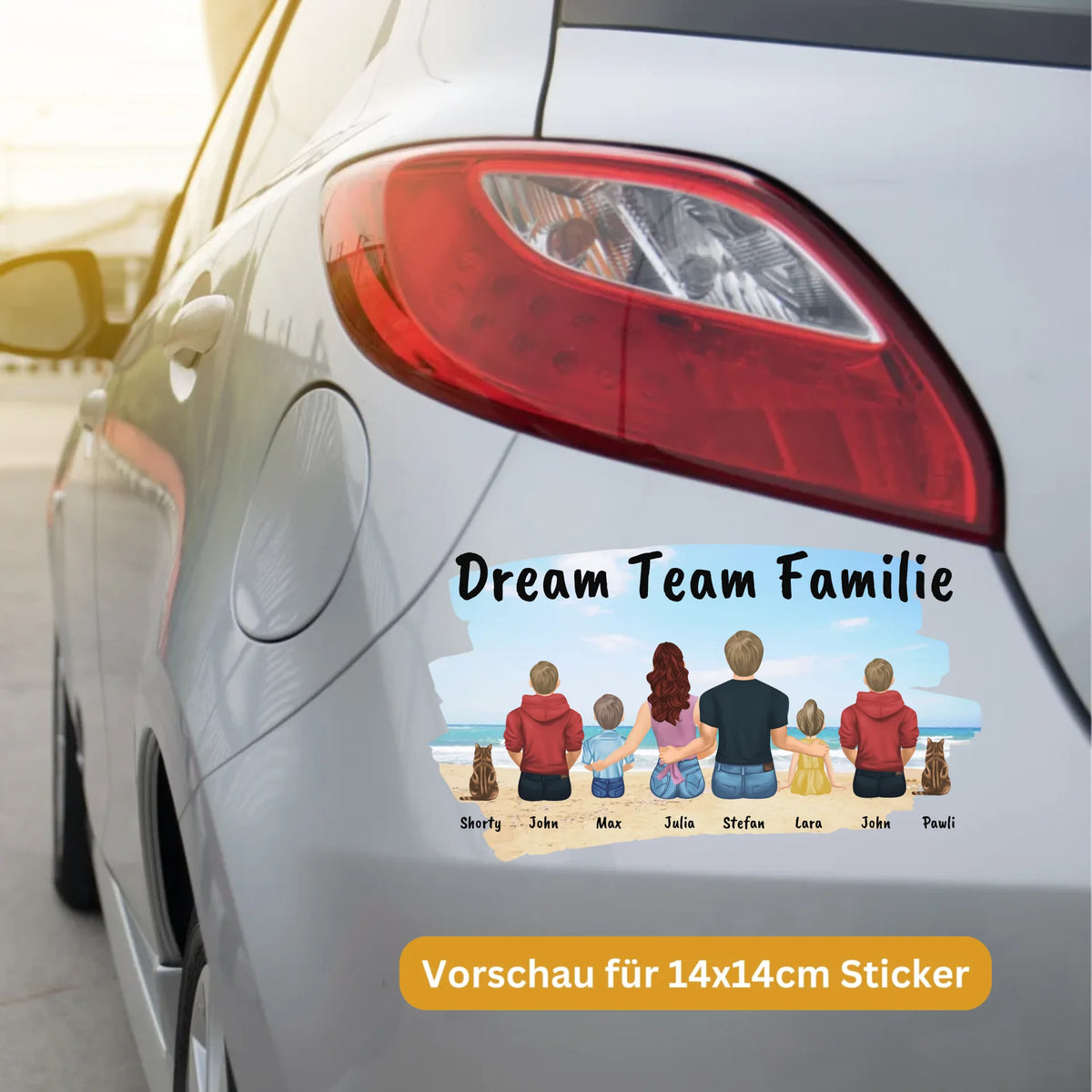 Familie "Wer fährt mit?" Aufkleber - individueller Sticker oder Autoaufkleber | Personalize Palace