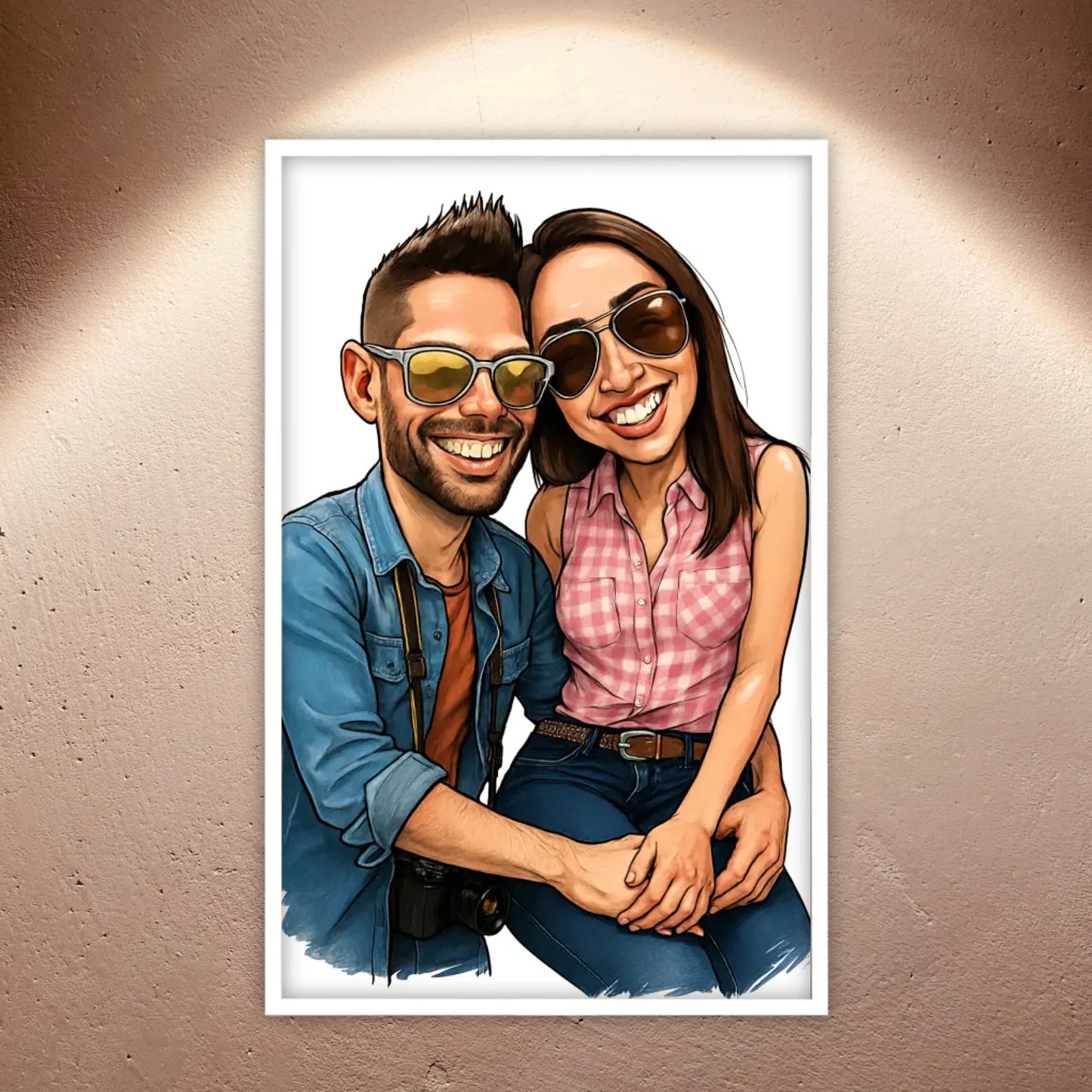 Deine Familie als Karikatur - individuelles Poster mit Rahmen