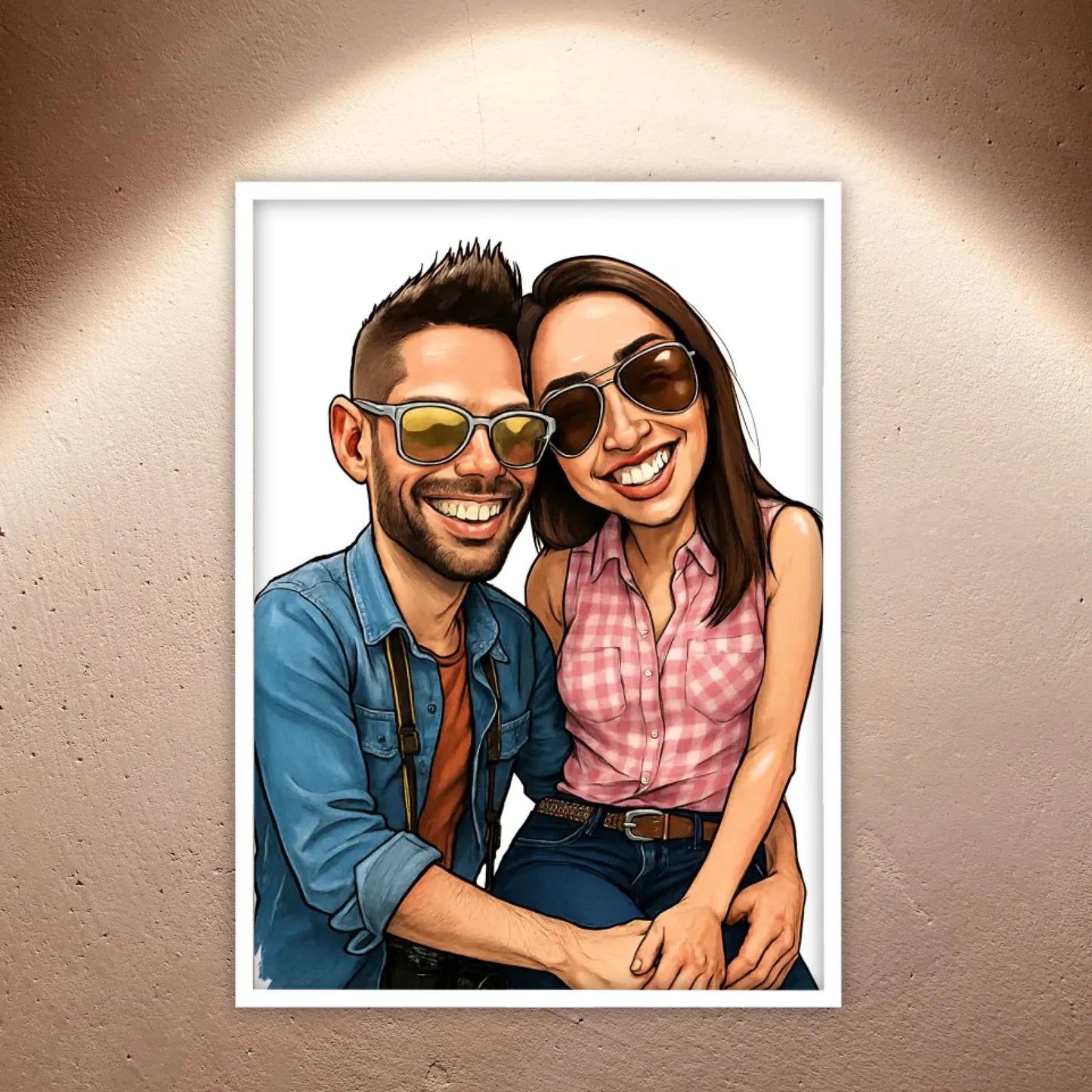 Deine Familie als Karikatur - individuelles Poster mit Rahmen