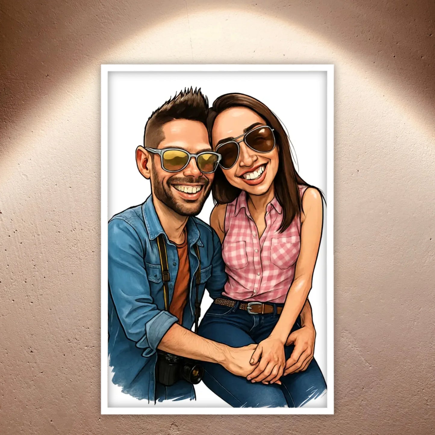 Deine Familie als Karikatur - individuelles Poster mit Rahmen