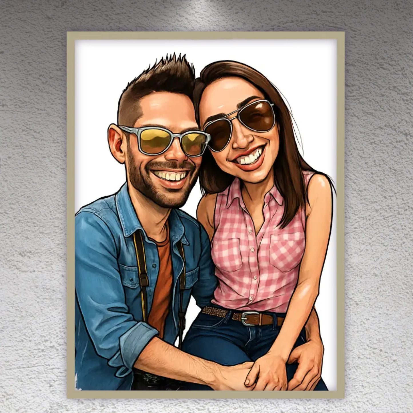 Deine Familie als Karikatur - individuelles Poster mit Rahmen