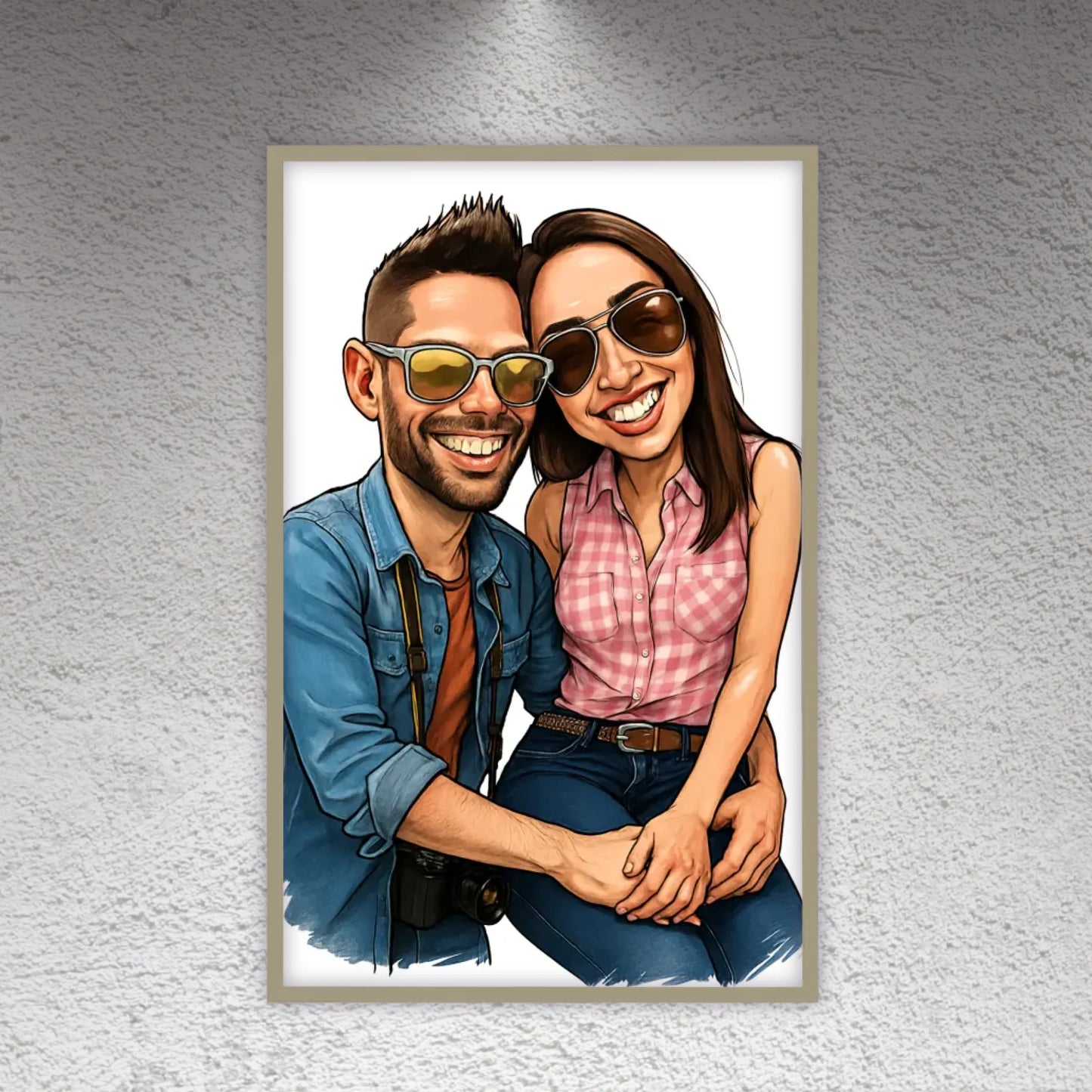 Deine Familie als Karikatur - individuelles Poster mit Rahmen