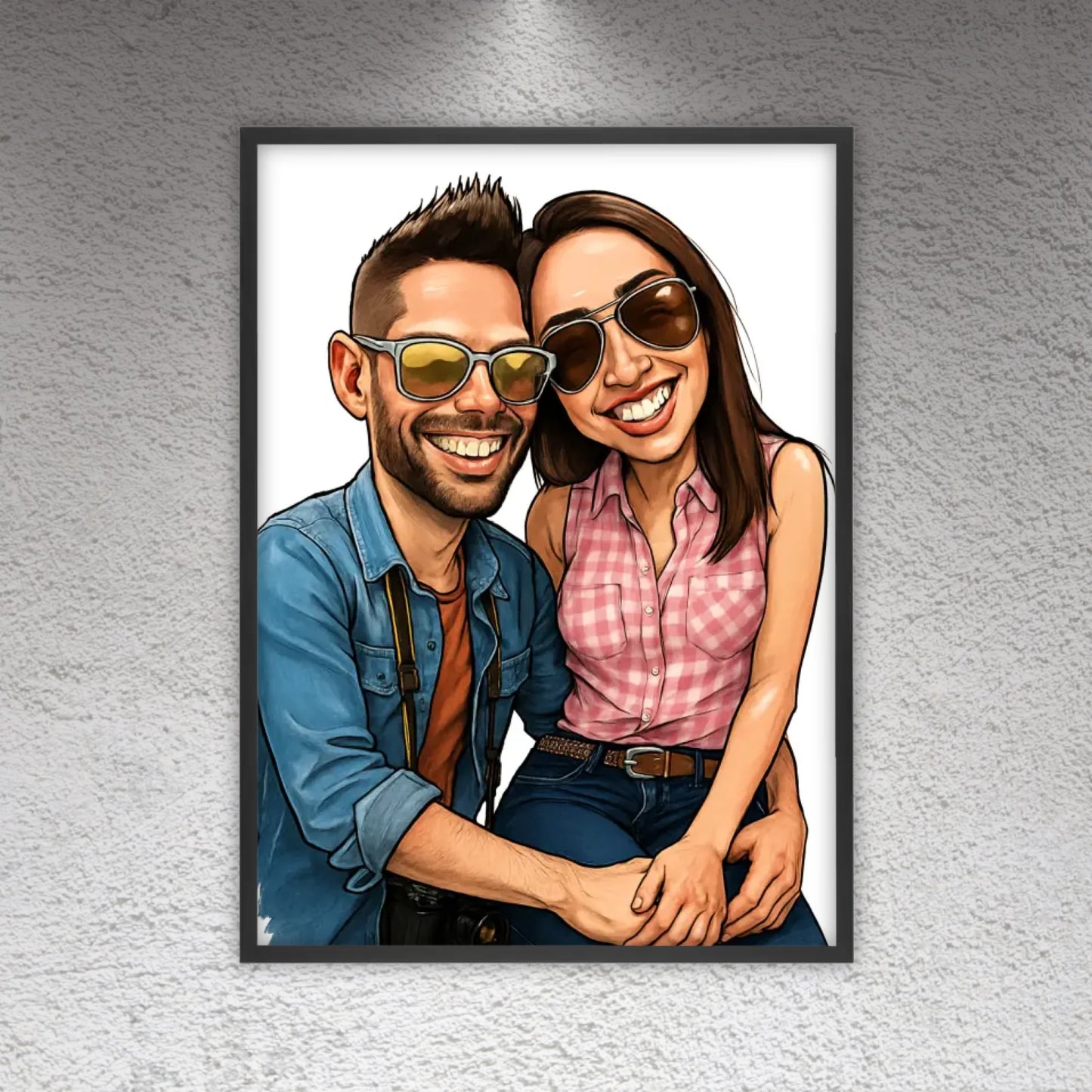 Deine Familie als Karikatur - individuelles Poster mit Rahmen