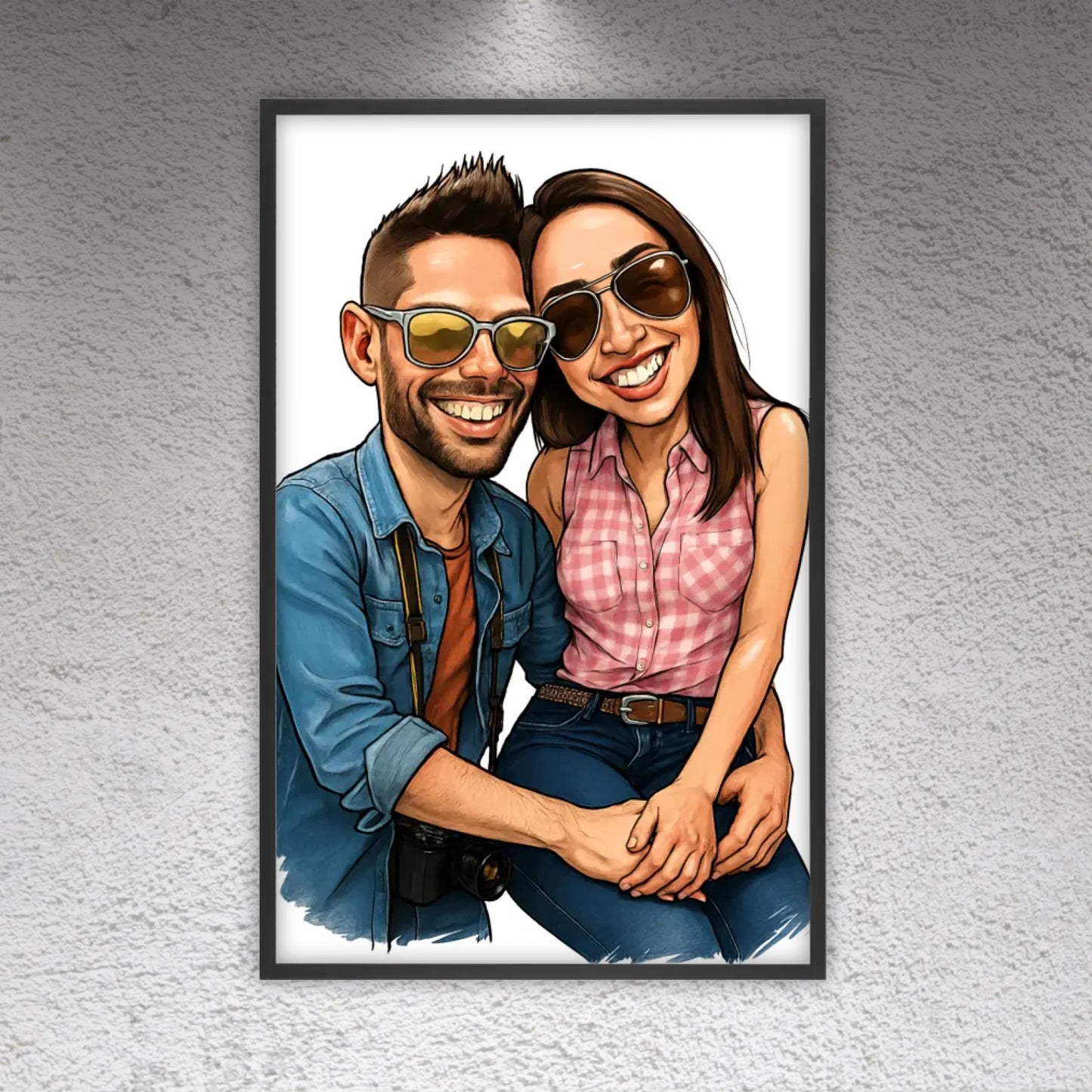 Deine Familie als Karikatur - individuelles Poster mit Rahmen