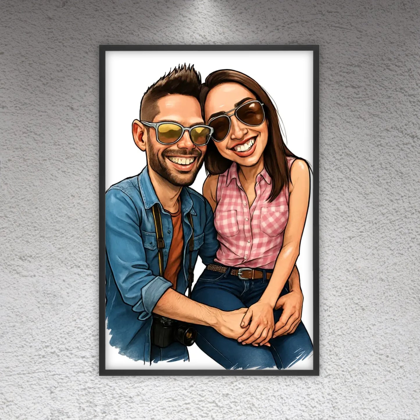 Deine Familie als Karikatur - individuelles Poster mit Rahmen