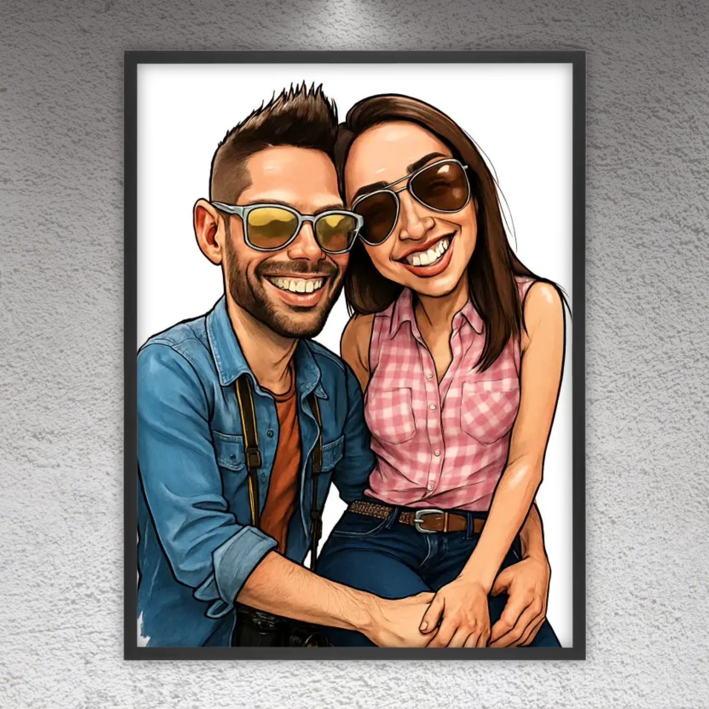 Deine Familie als Karikatur - individuelles Poster mit Rahmen