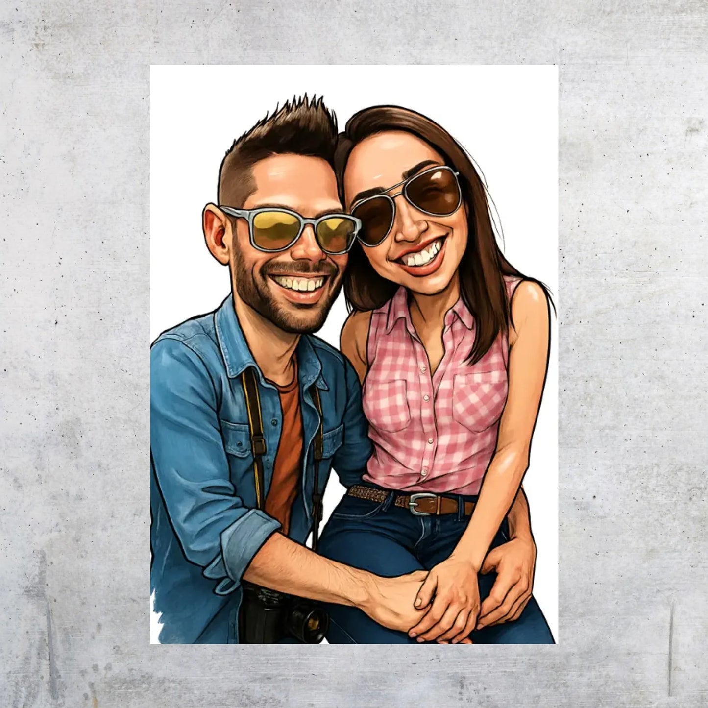 Deine Familie als Karikatur - individuelles Poster mit Rahmen